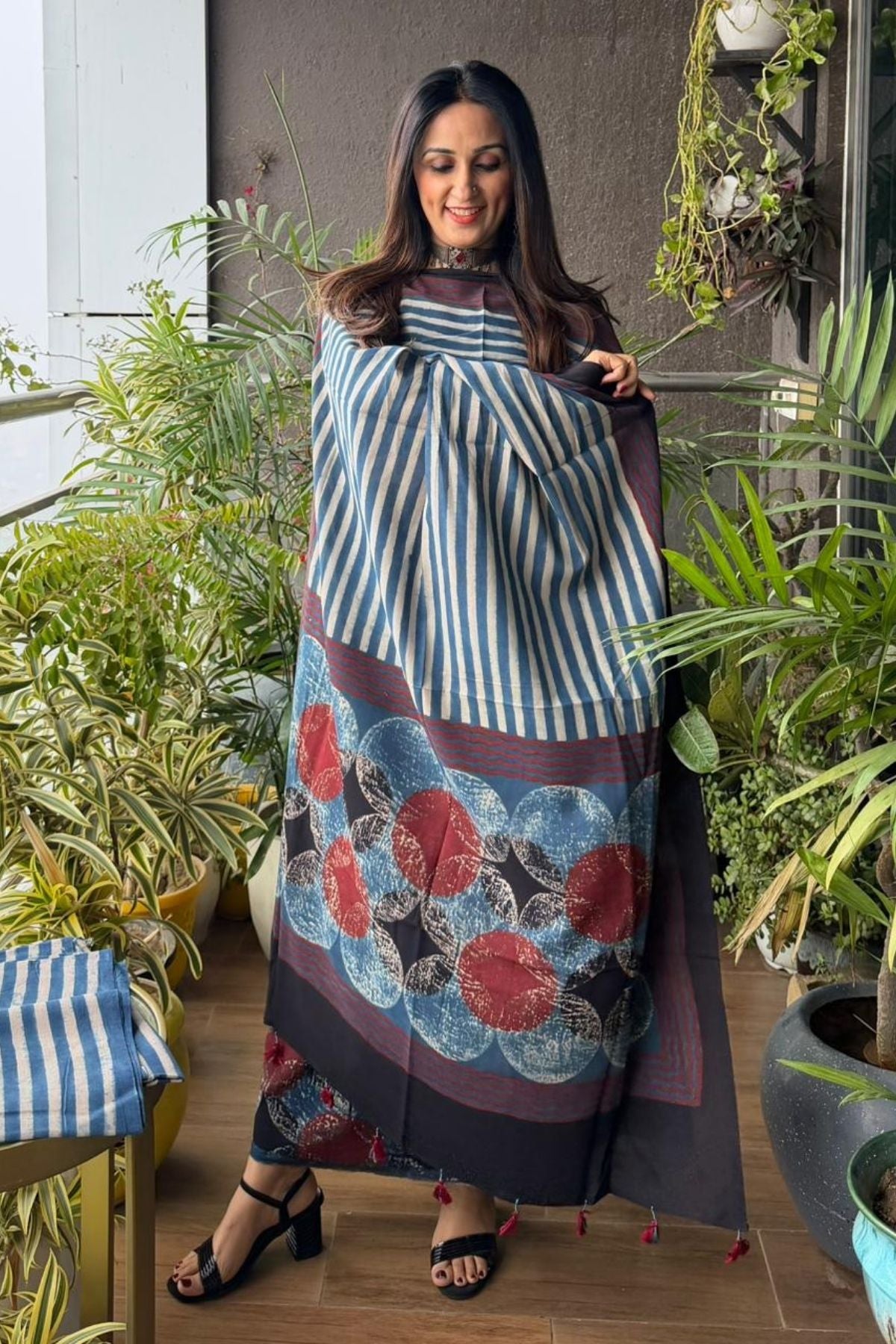 Ajrakh suits sets on Taj group pure cotton