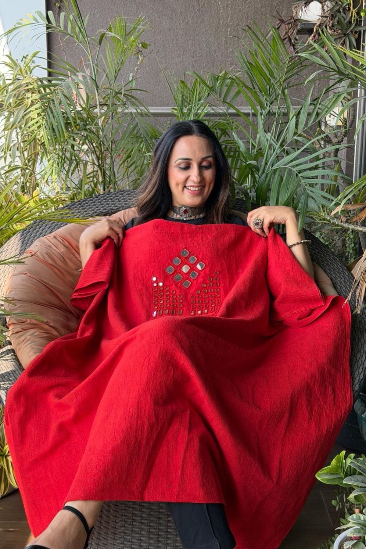 Kutch Mirror work on pure Kala cotton!!!