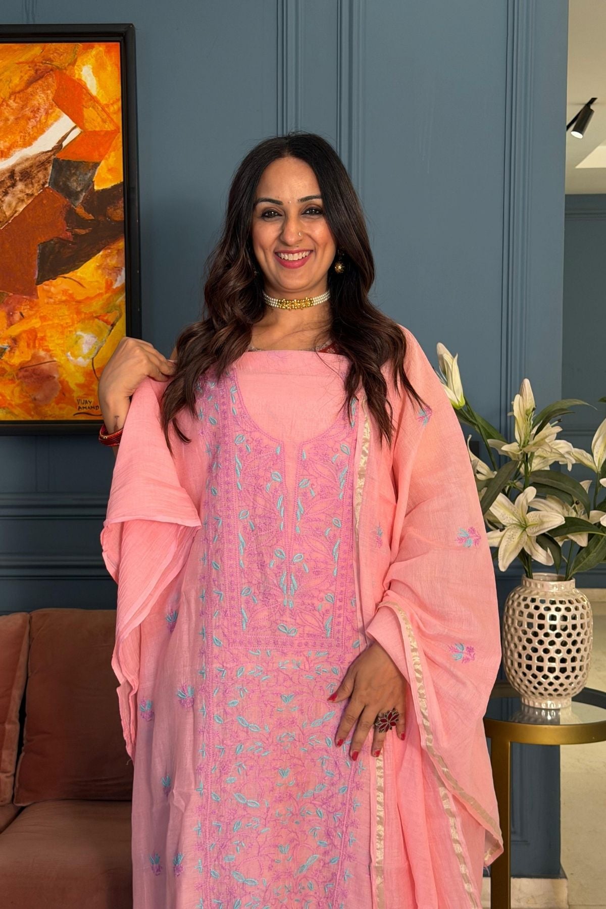 Chikankari on pure Mul cotton!!