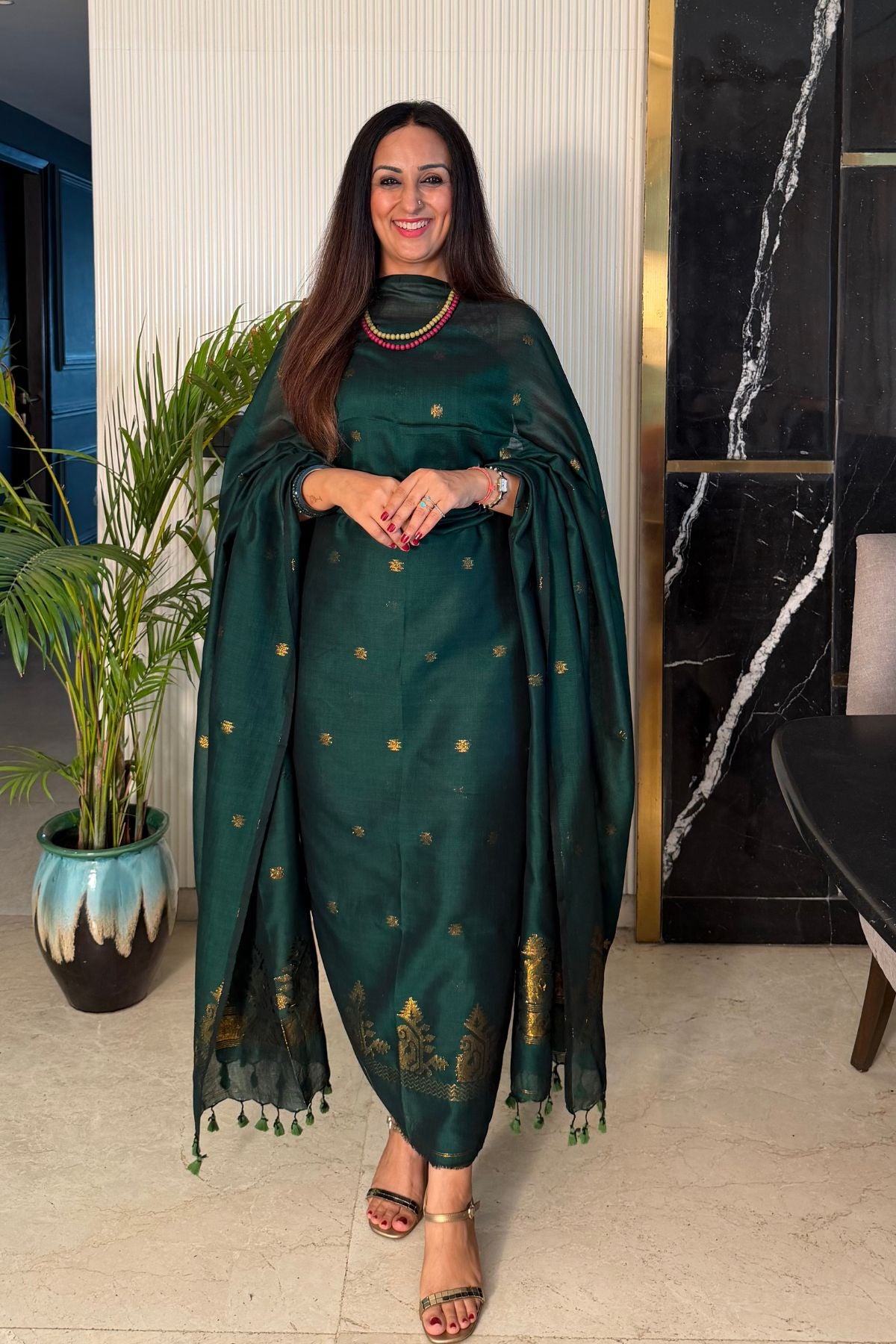Mercerised pure cotton zari weave kurta dupatta sets with Jamdani weave !!