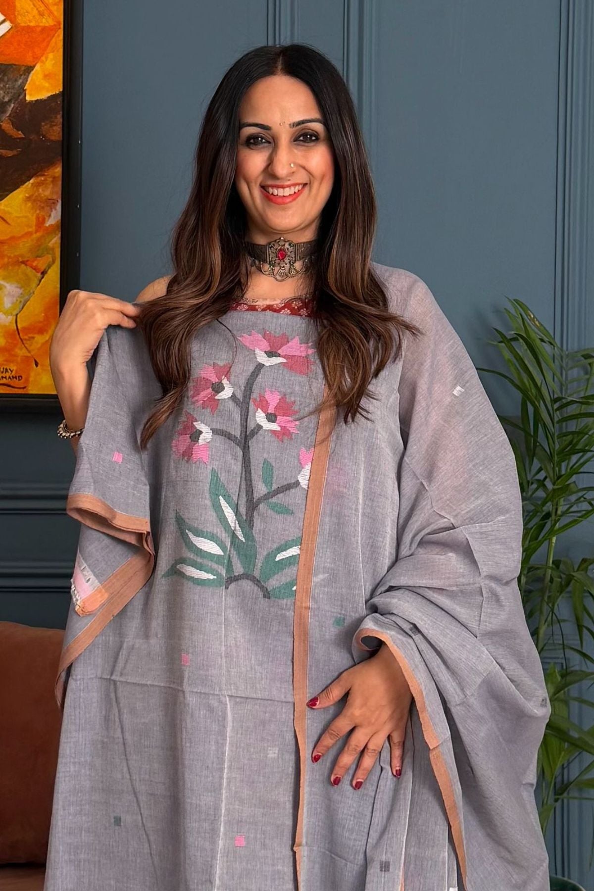 Jamdani pure cotton kurta dupatta sets!!