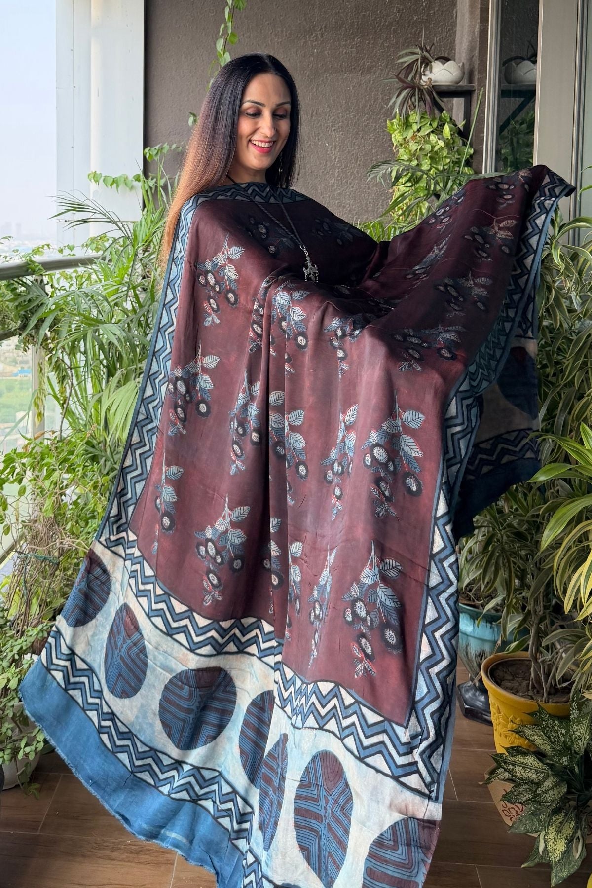 Ombré dyed modal kurta fabric with vegetable Handblock dyed dupatta!!