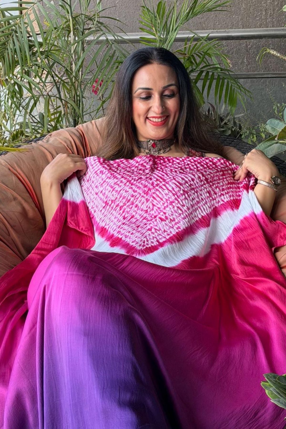 Handblocked Shibori shaded kurta on pure Modal
