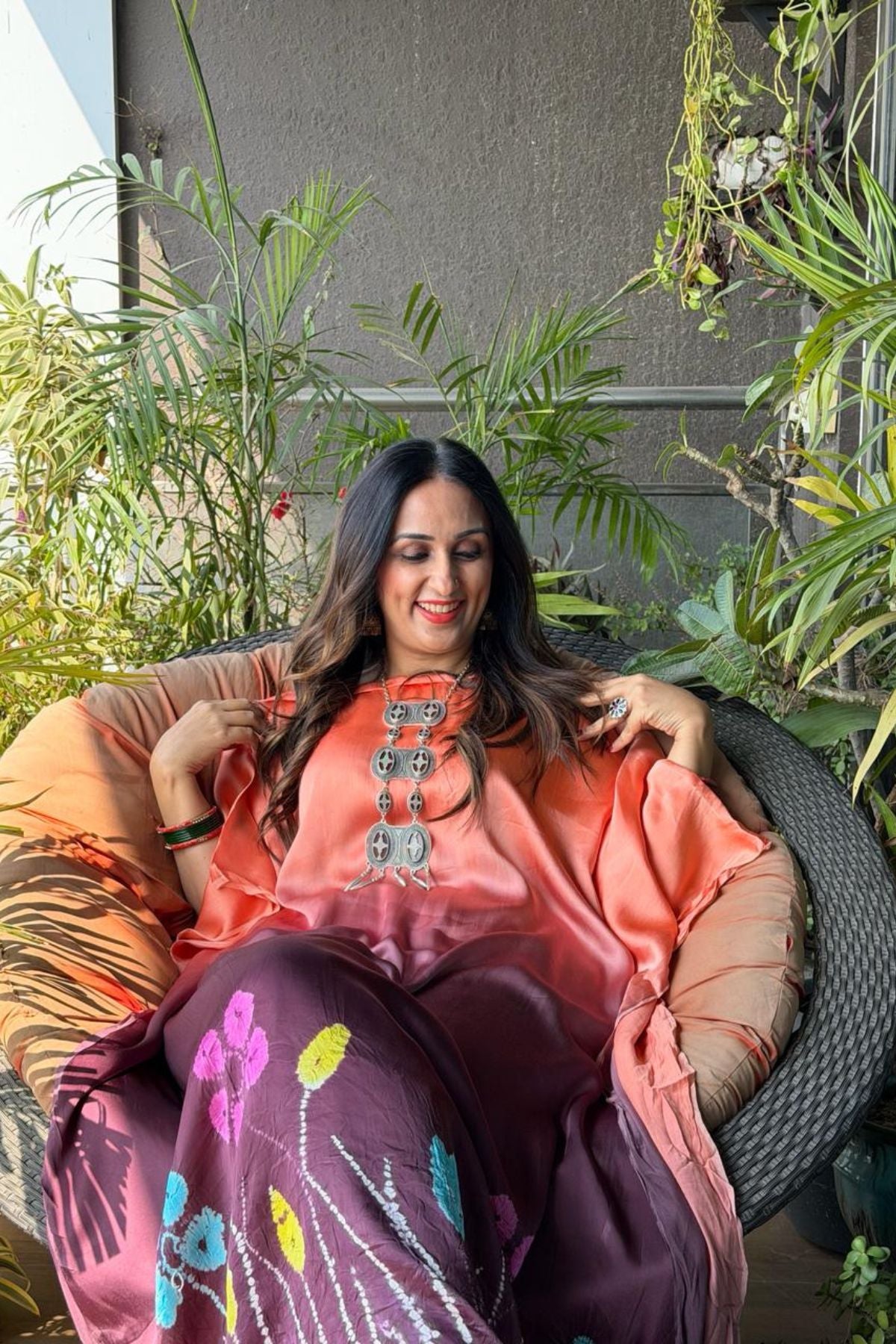 Handblocked Shibori shaded kurta on pure Modal