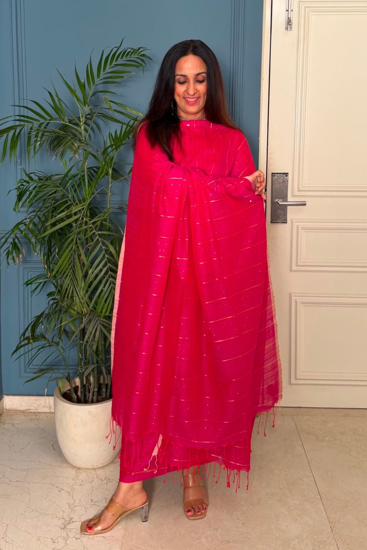 Pure cotton kurta dupatta sets with handwoven pocket sequins!!