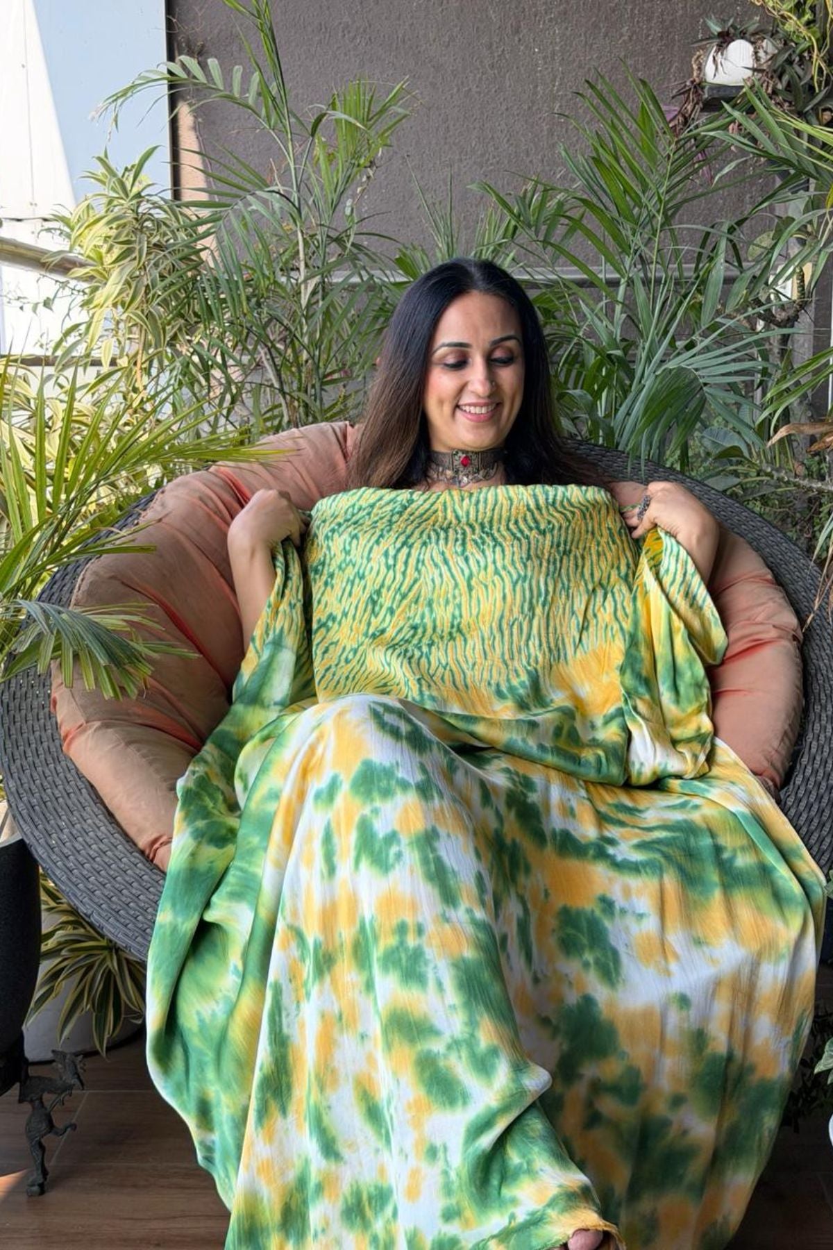 Shibori work with spray dyeing on pure modal!!