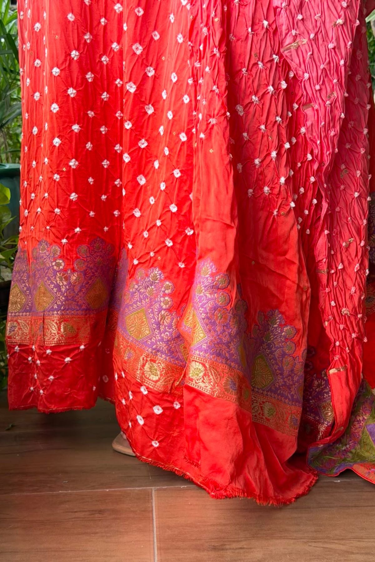 Bandhani with zari work kurta dupatta set on pure modal!!