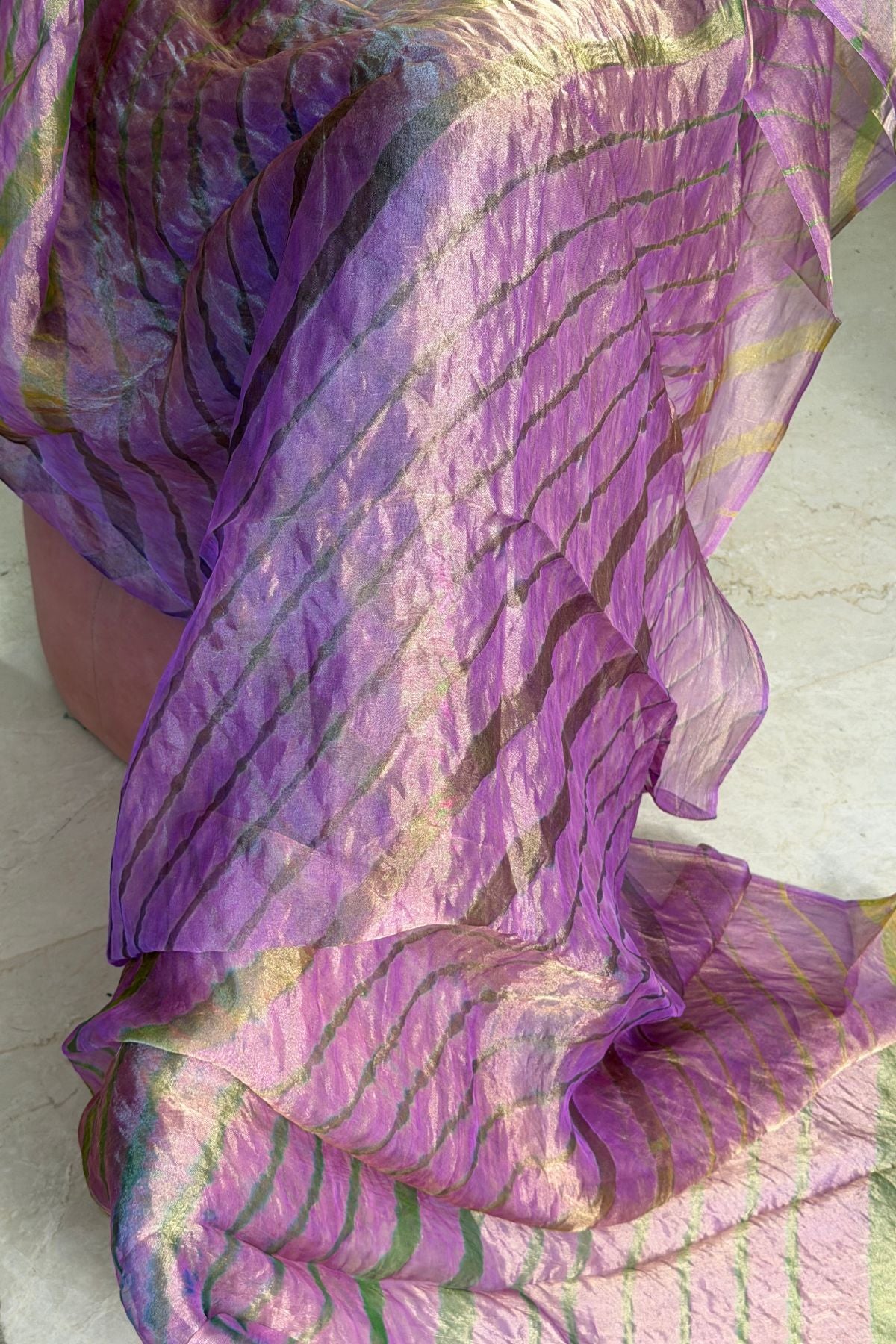 Pure tissue kurta with hand done leheriya!!