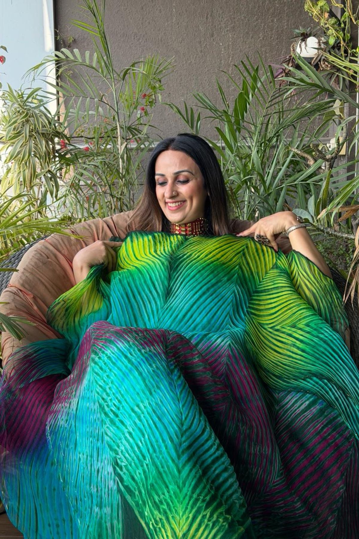 Arashi- Pure Organza Multi Shibori kurta fabric!!!