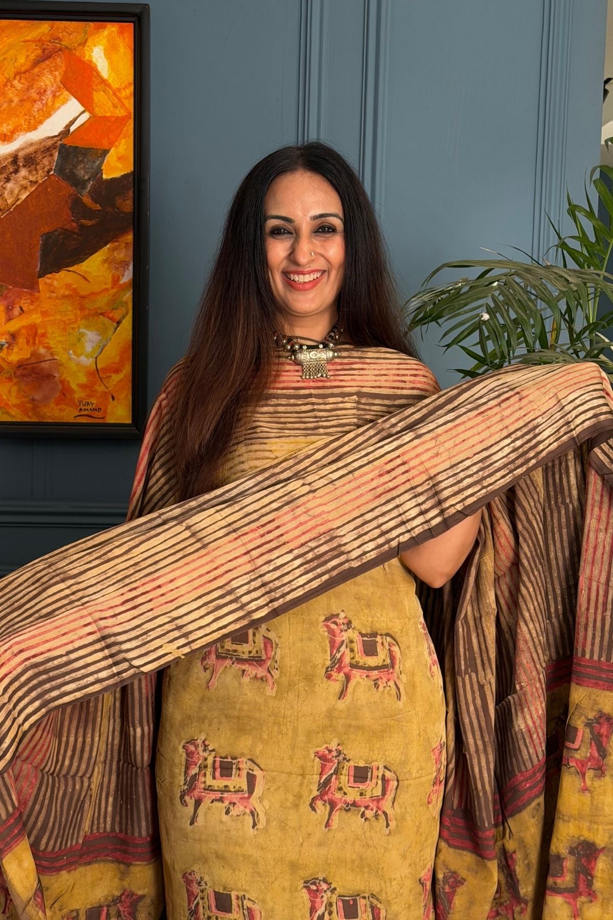 Pomegranate peel Handblock on Premium Modal fabric!!