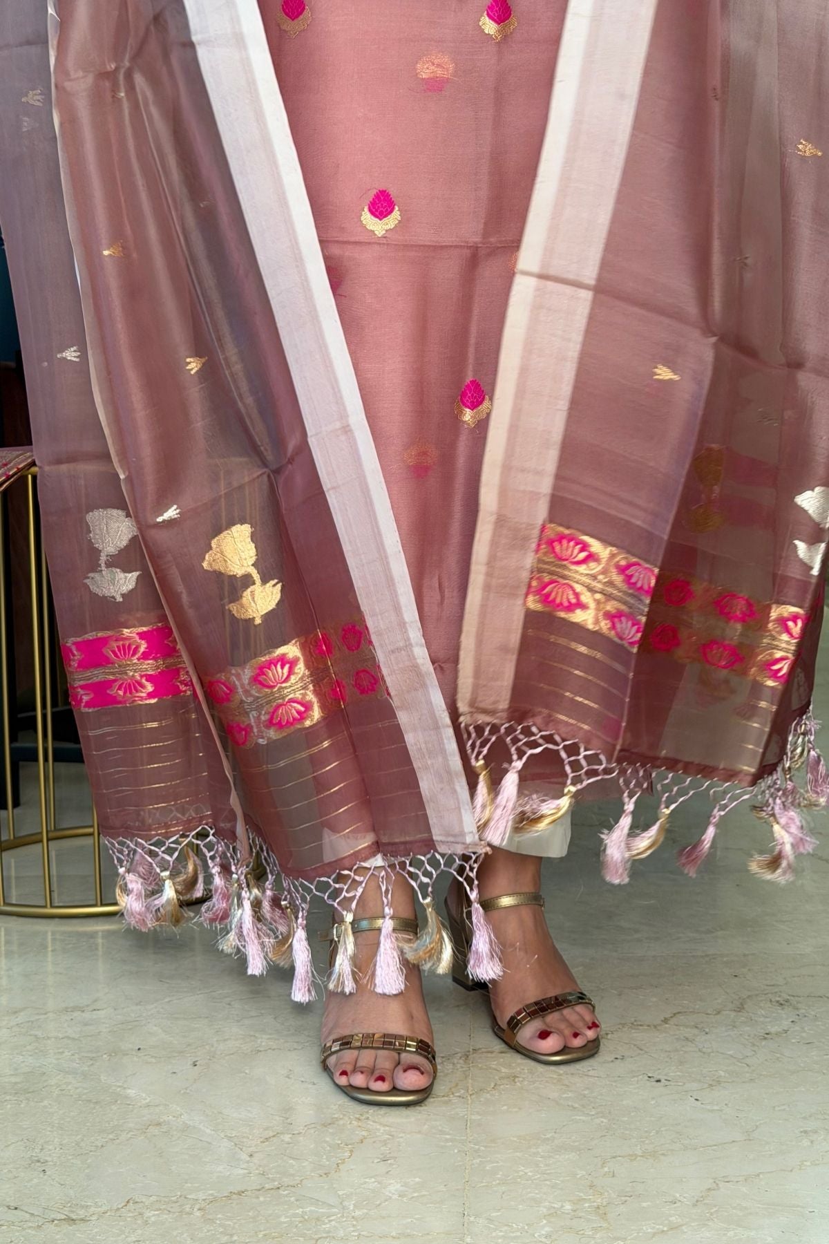 Handloom pure Kora silk full suit sets!!