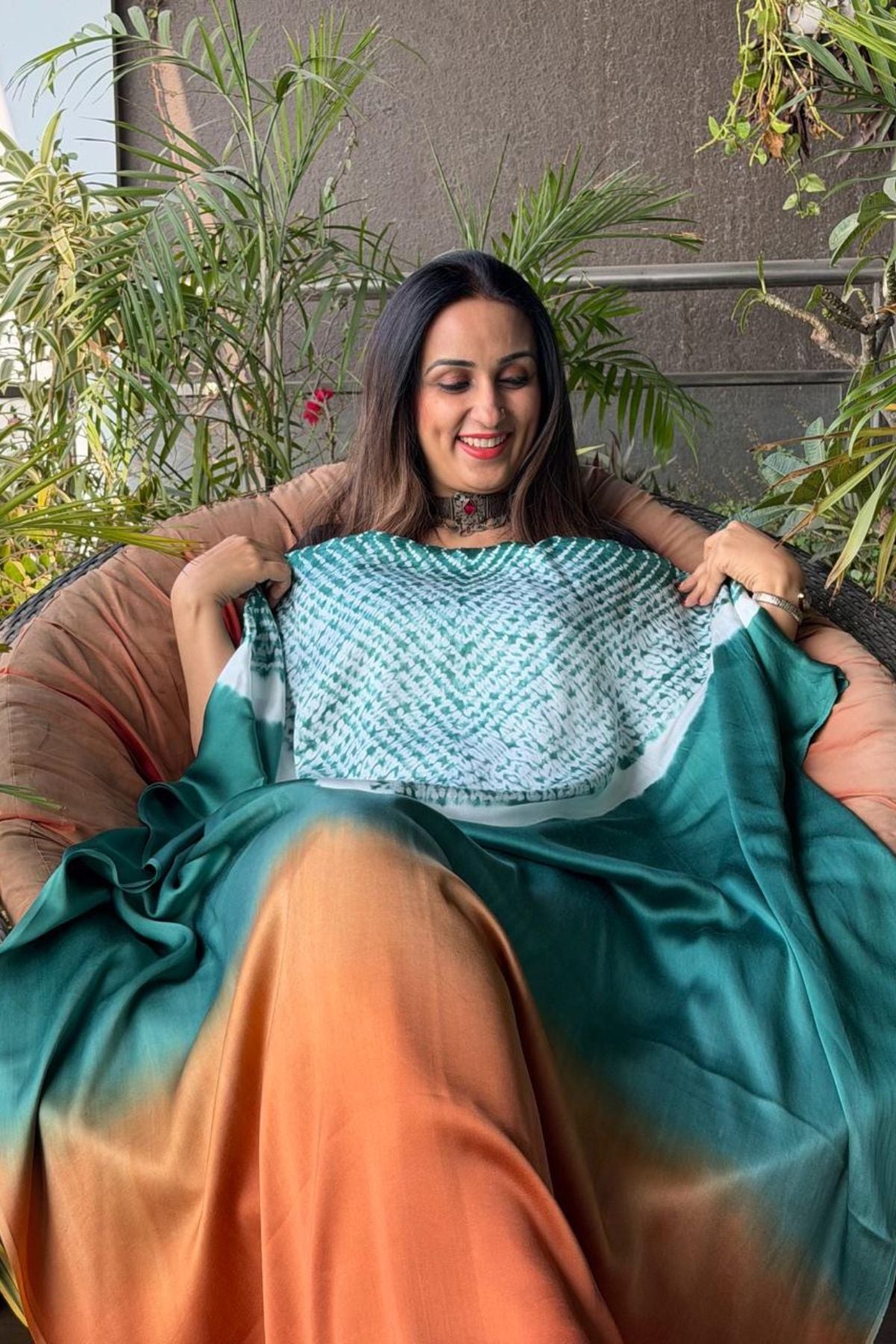 Handblocked Shibori shaded kurta on pure Modal