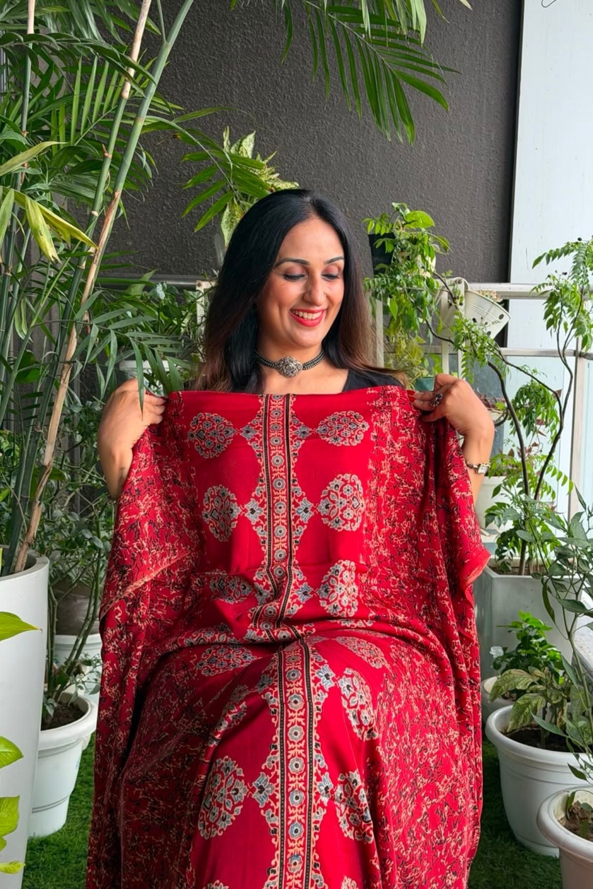 Ajrakh kurta fabric on pure modal !!