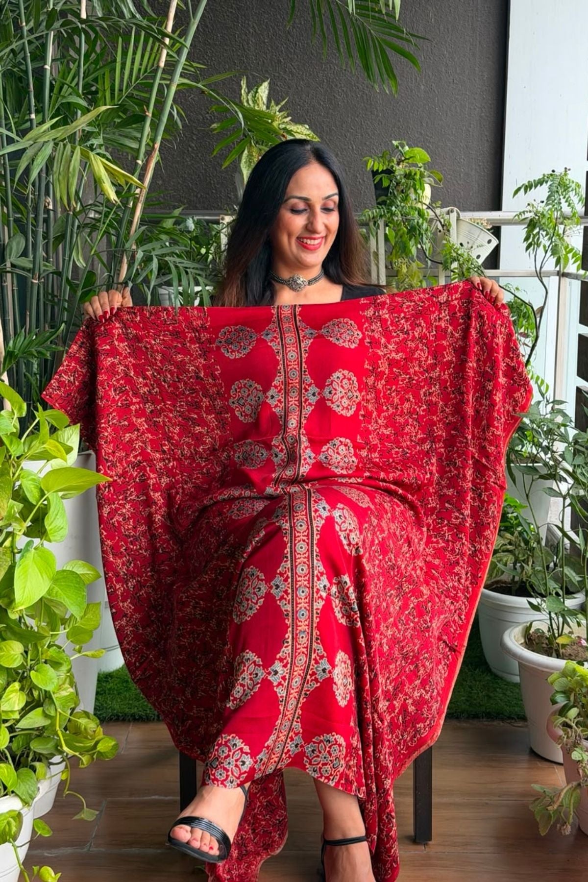 Ajrakh kurta fabric on pure modal !!