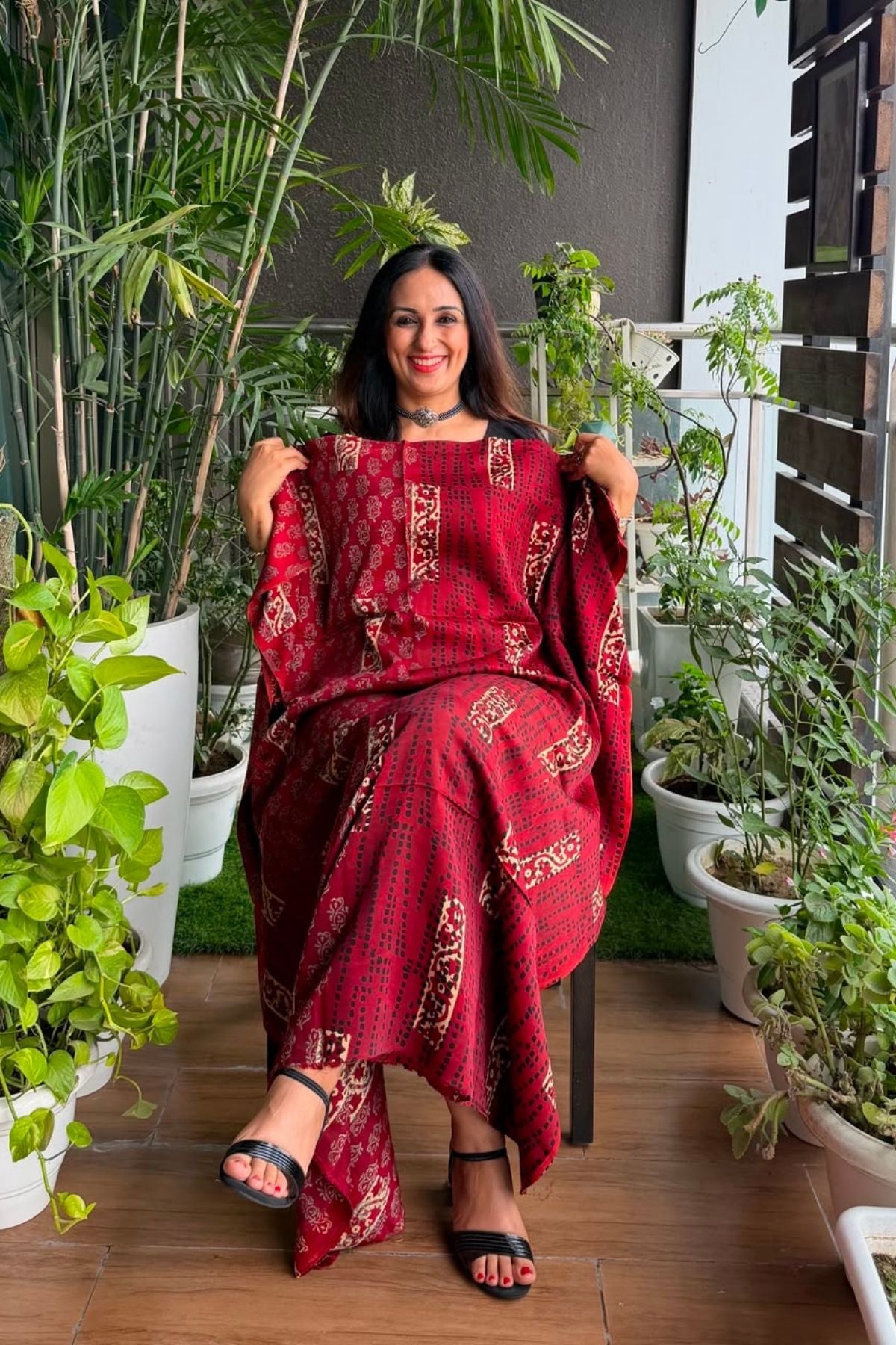 Ajrakh kurta fabric on pure modal !!