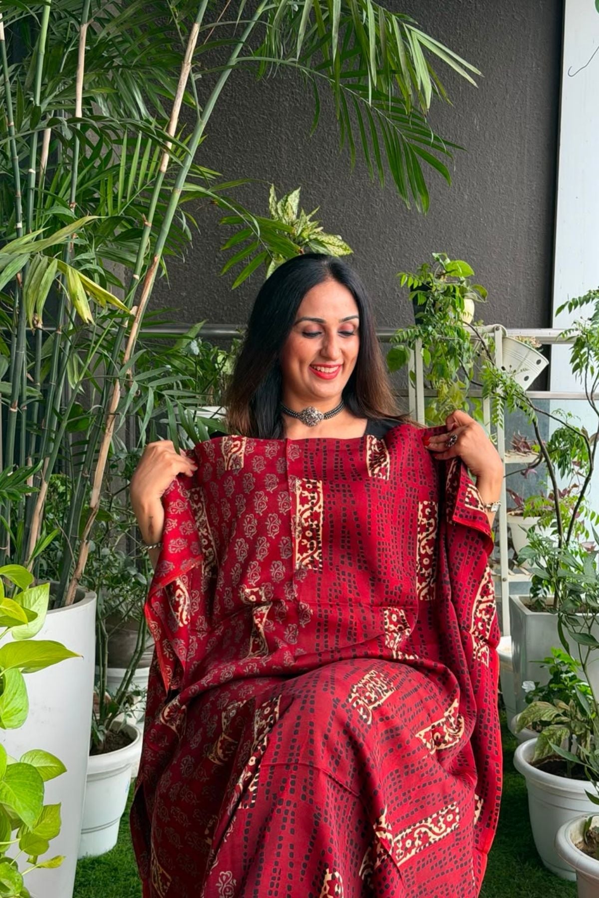 Ajrakh kurta fabric on pure modal !!