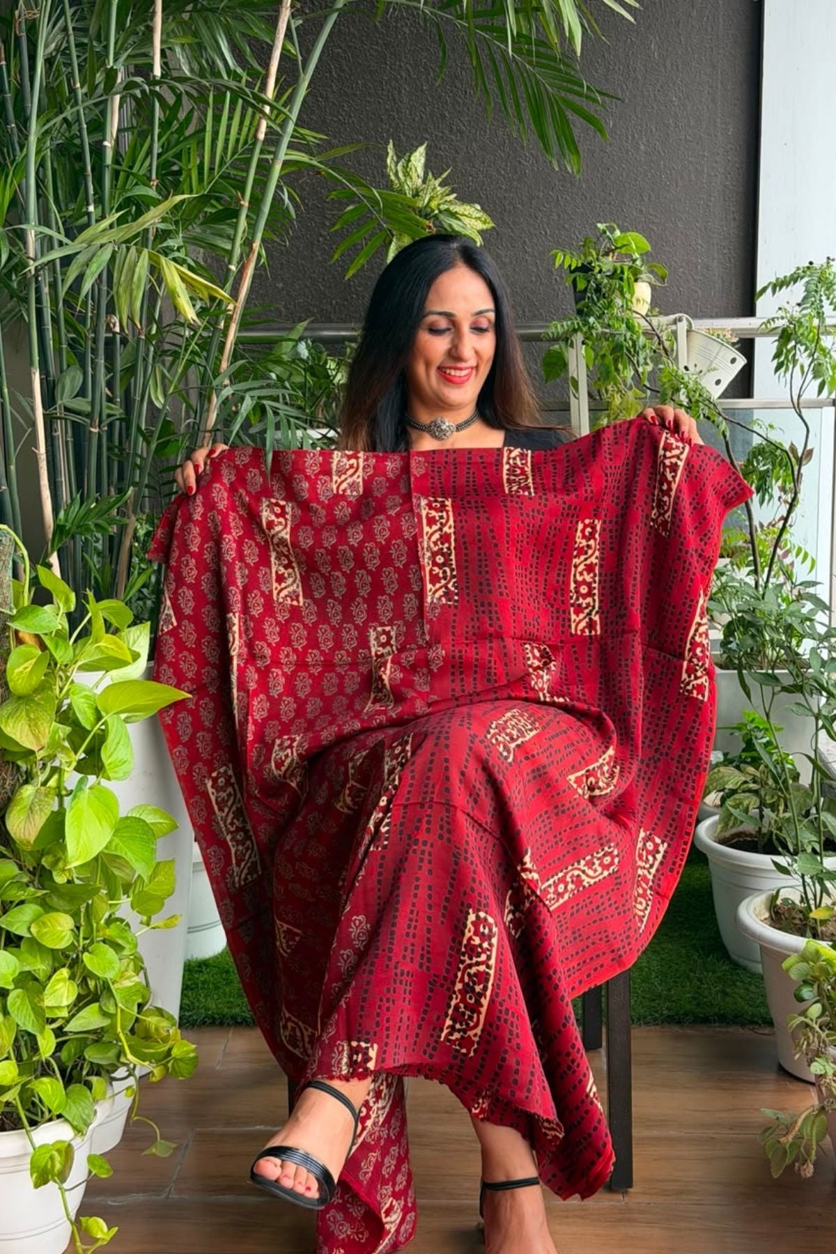 Ajrakh kurta fabric on pure modal !!