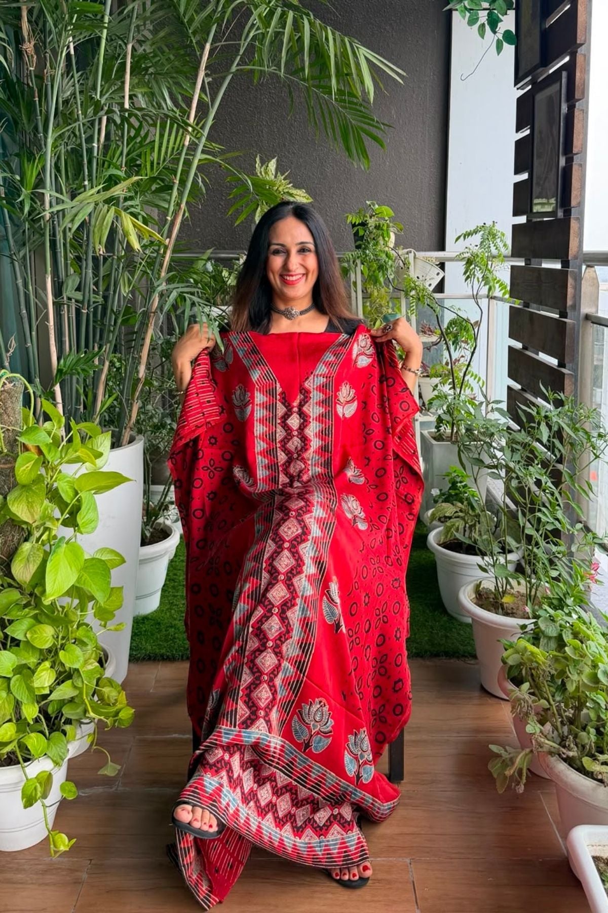 Ajrakh kurta fabric on pure modal !!