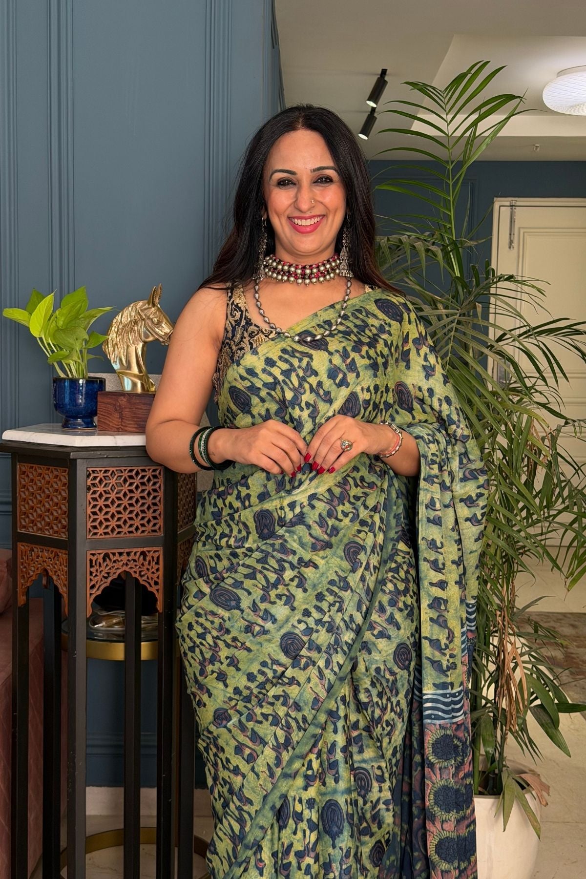 Pomegranate handcrafted pure tussar modal saree!!