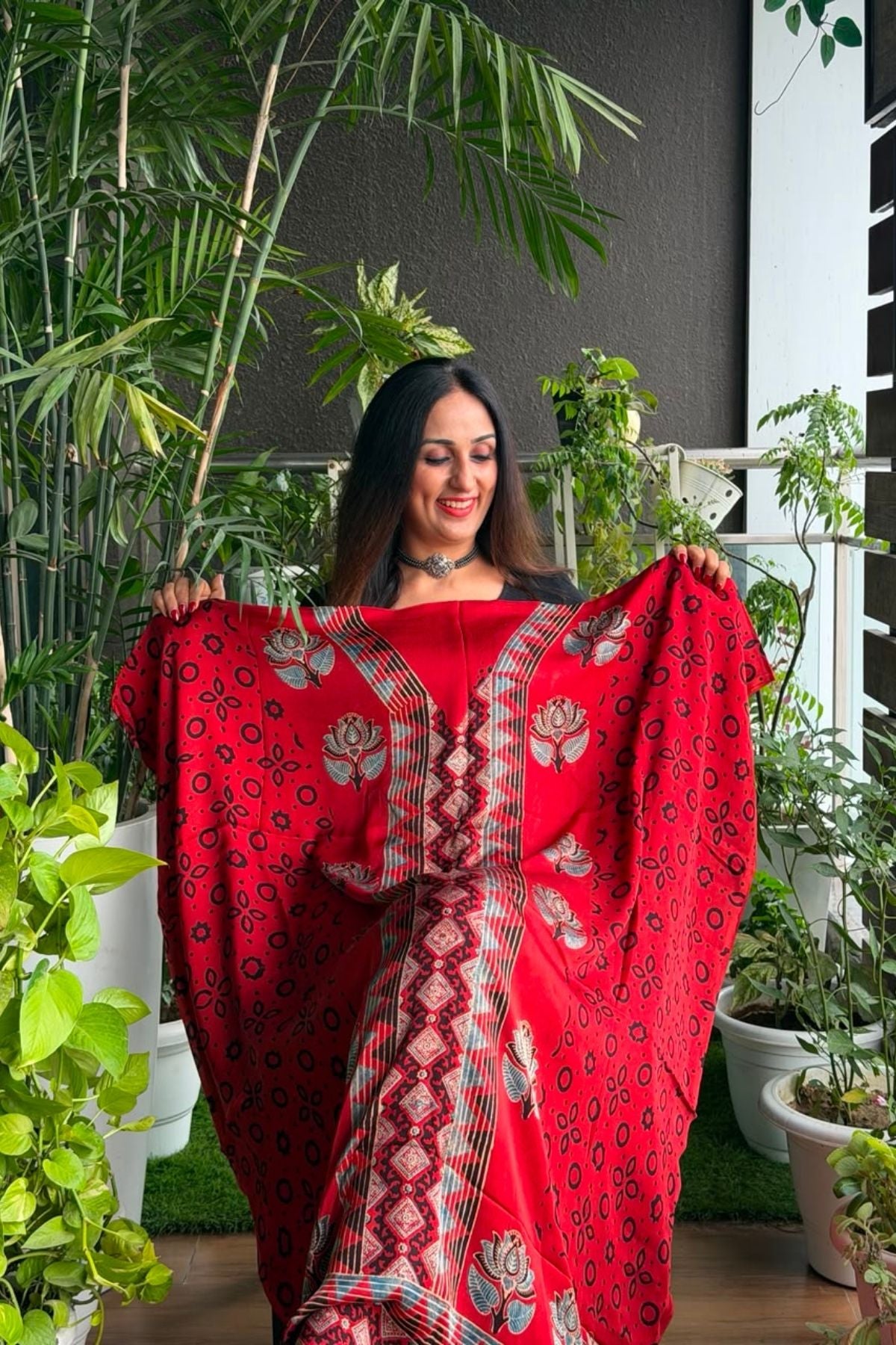 Ajrakh kurta fabric on pure modal !!
