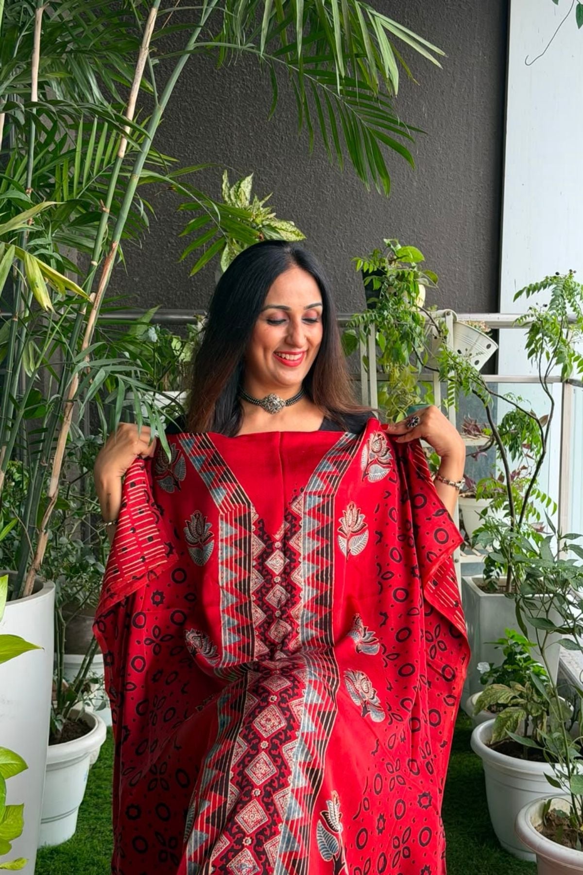 Ajrakh kurta fabric on pure modal !!