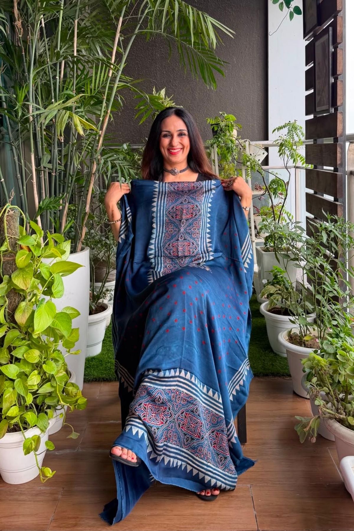 Ajrakh kurta fabric on pure modal !!