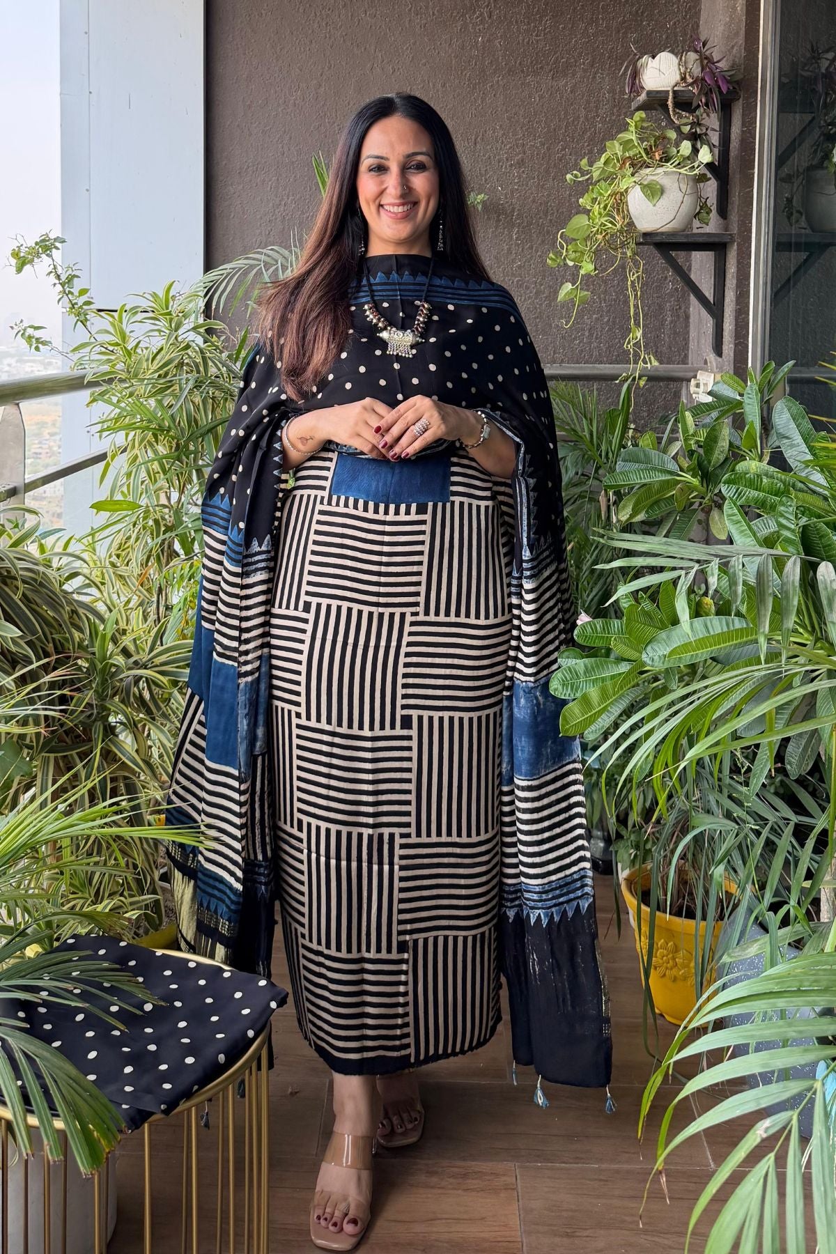 Handblocked Ajrakh full sets in modal with Lagdi patta on dupatta!!