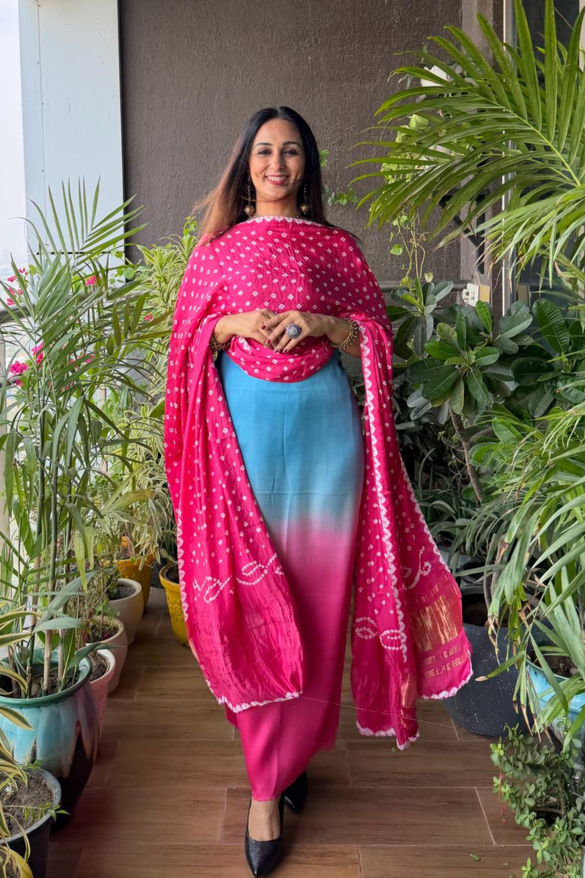 Ombré kurta dupatta set on pure modal Satin
