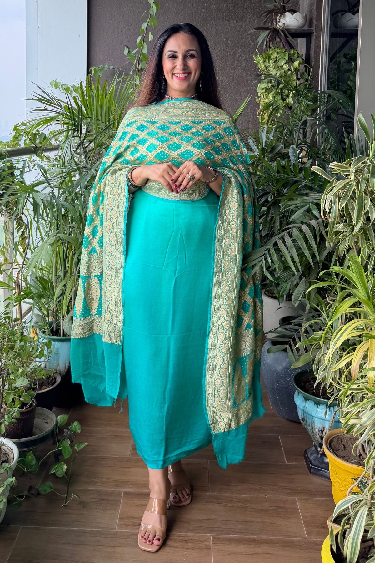 Banarasi khaddi georgette bandhani sets!!!