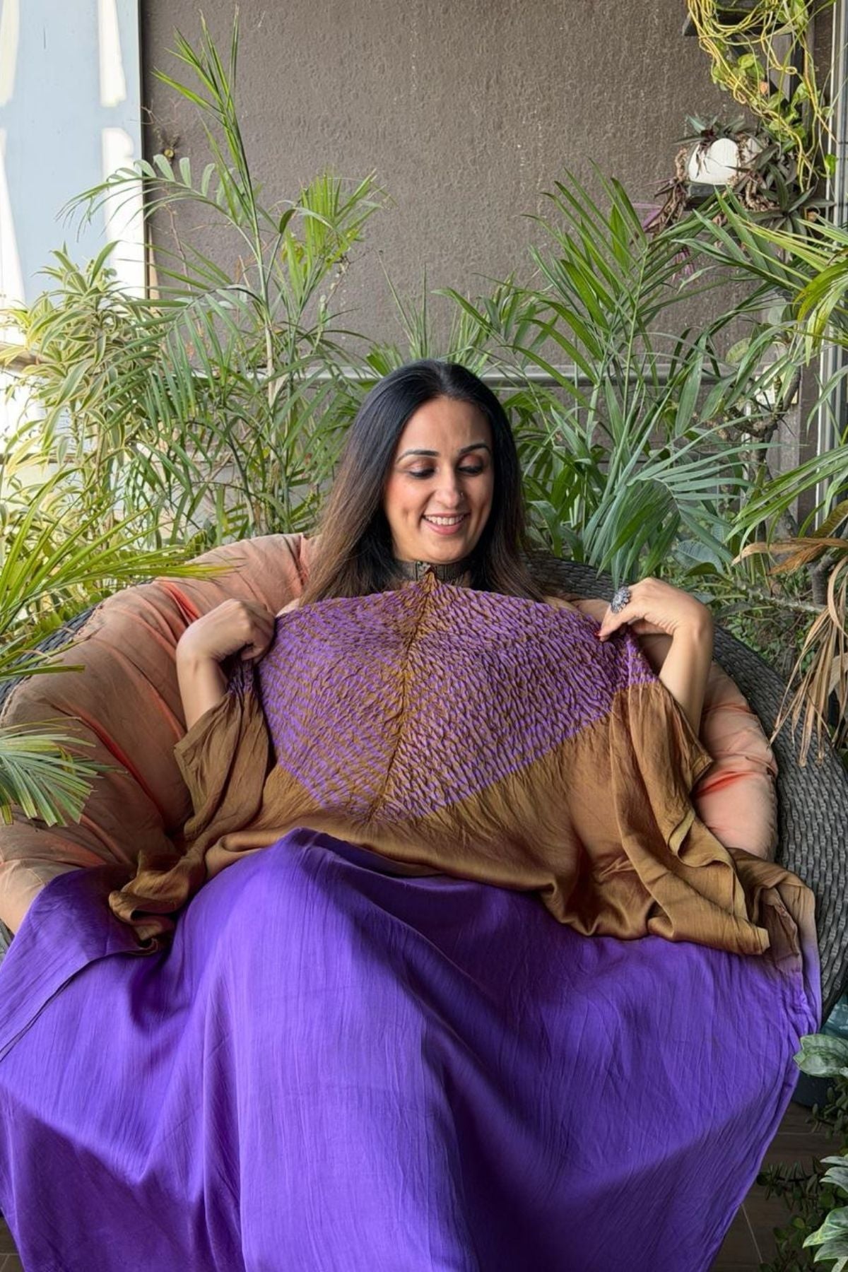 Handblocked Shibori shaded kurta on pure Modal