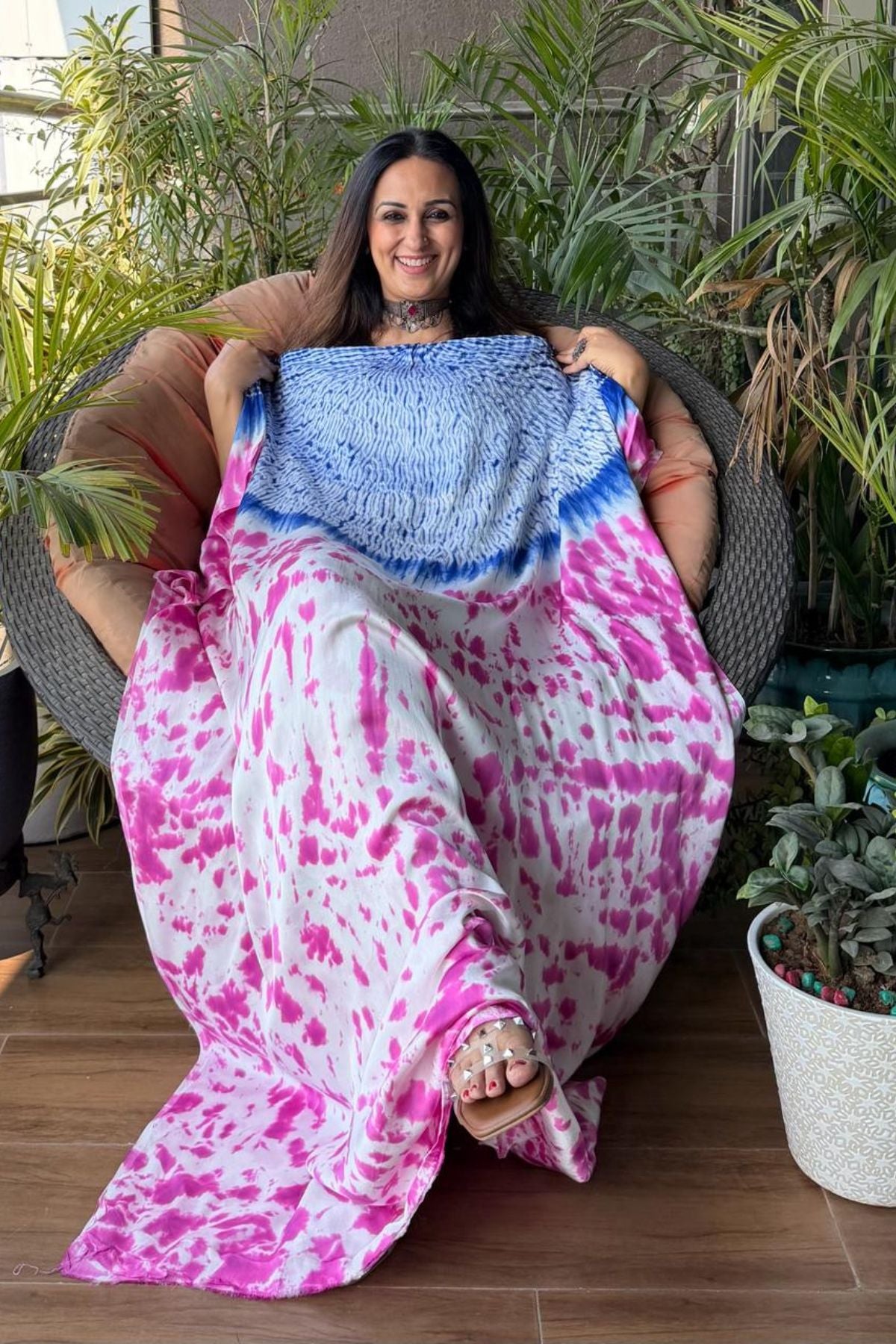 Shibori work with spray dyeing on pure modal!!