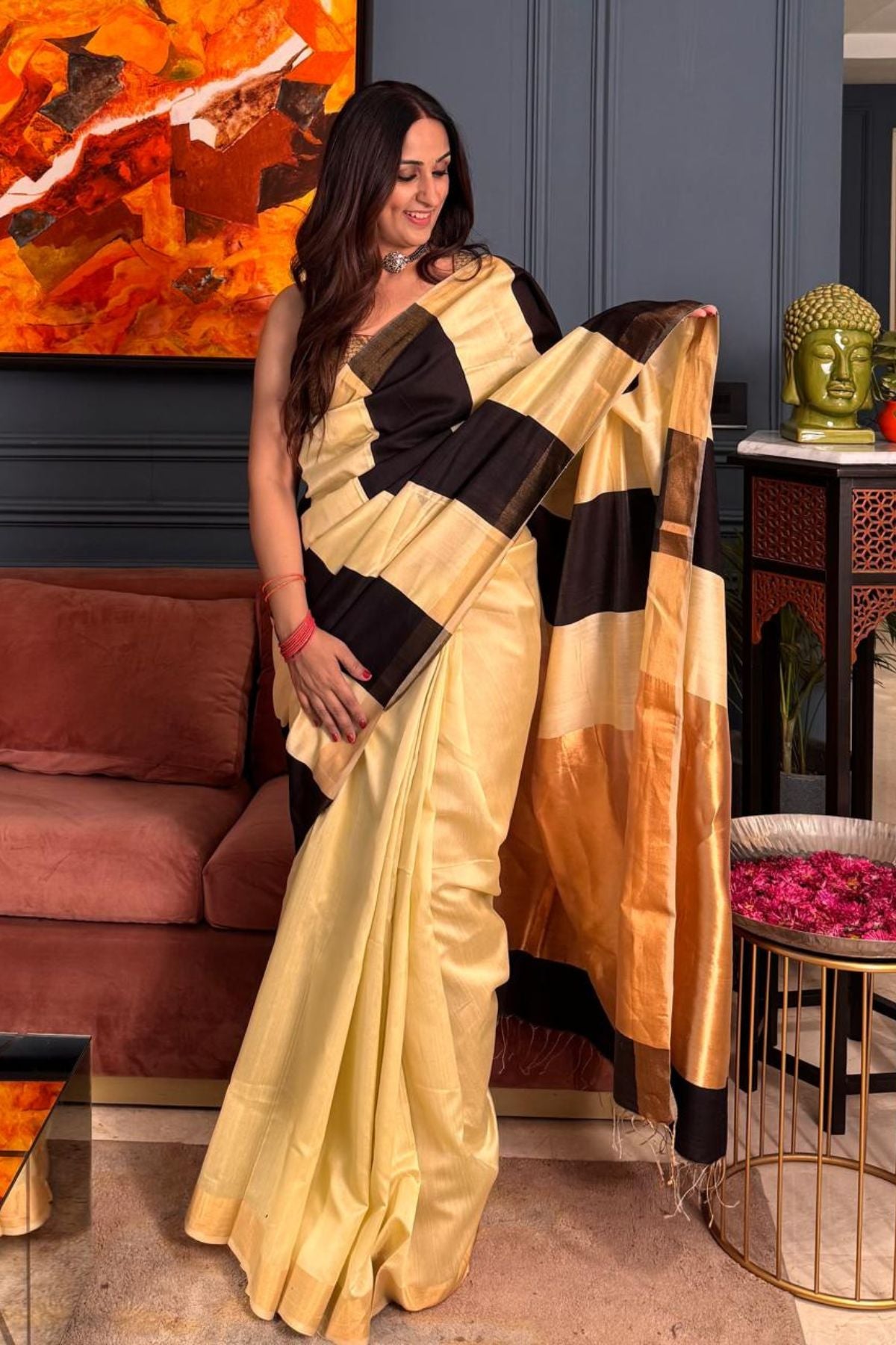 *Pure maheshwari handloom saree