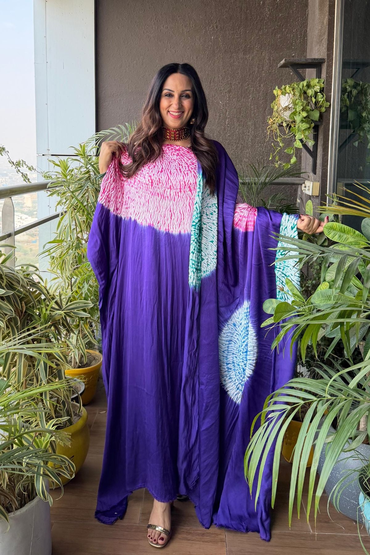 Hand Shibori on pure modal Satin-Kurta and dupatta set!!