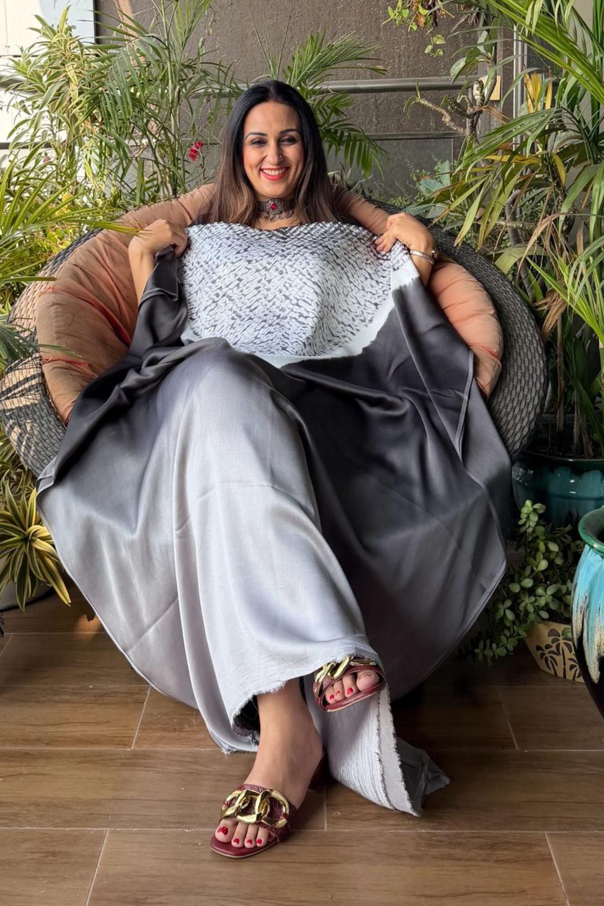 Handblocked Shibori shaded kurta on pure Modal