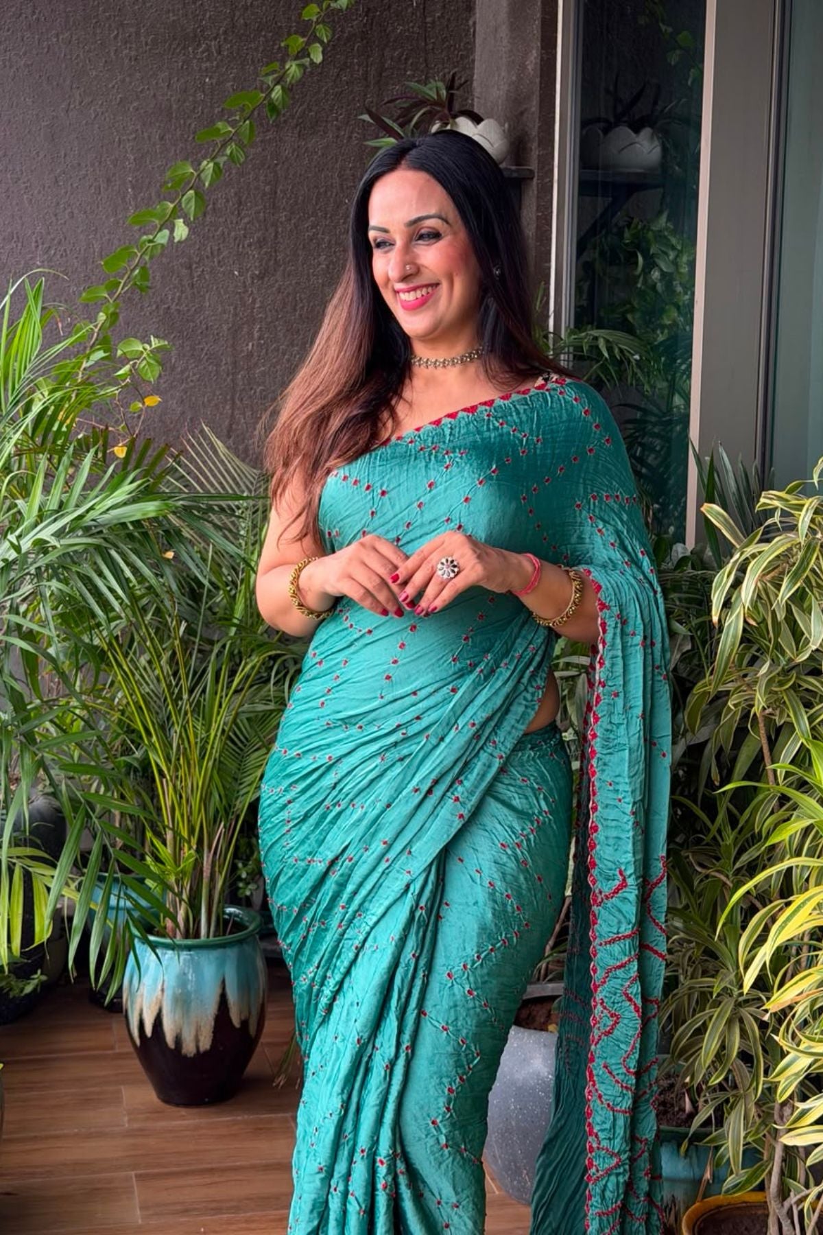 Handcrafted bandhani saree on pure modal!!!