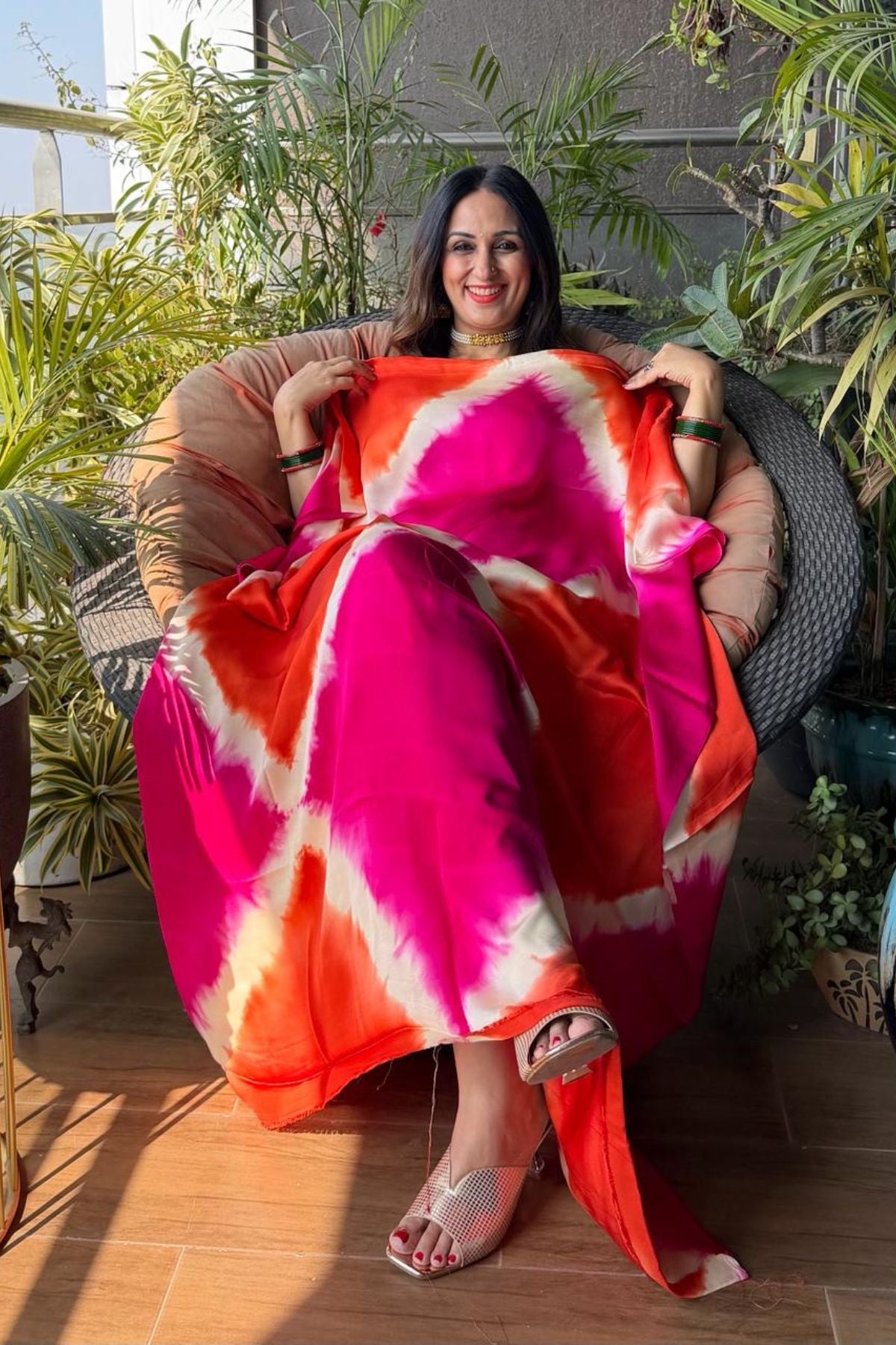 Hand Shibori kurta fabric on pure modal satin!!