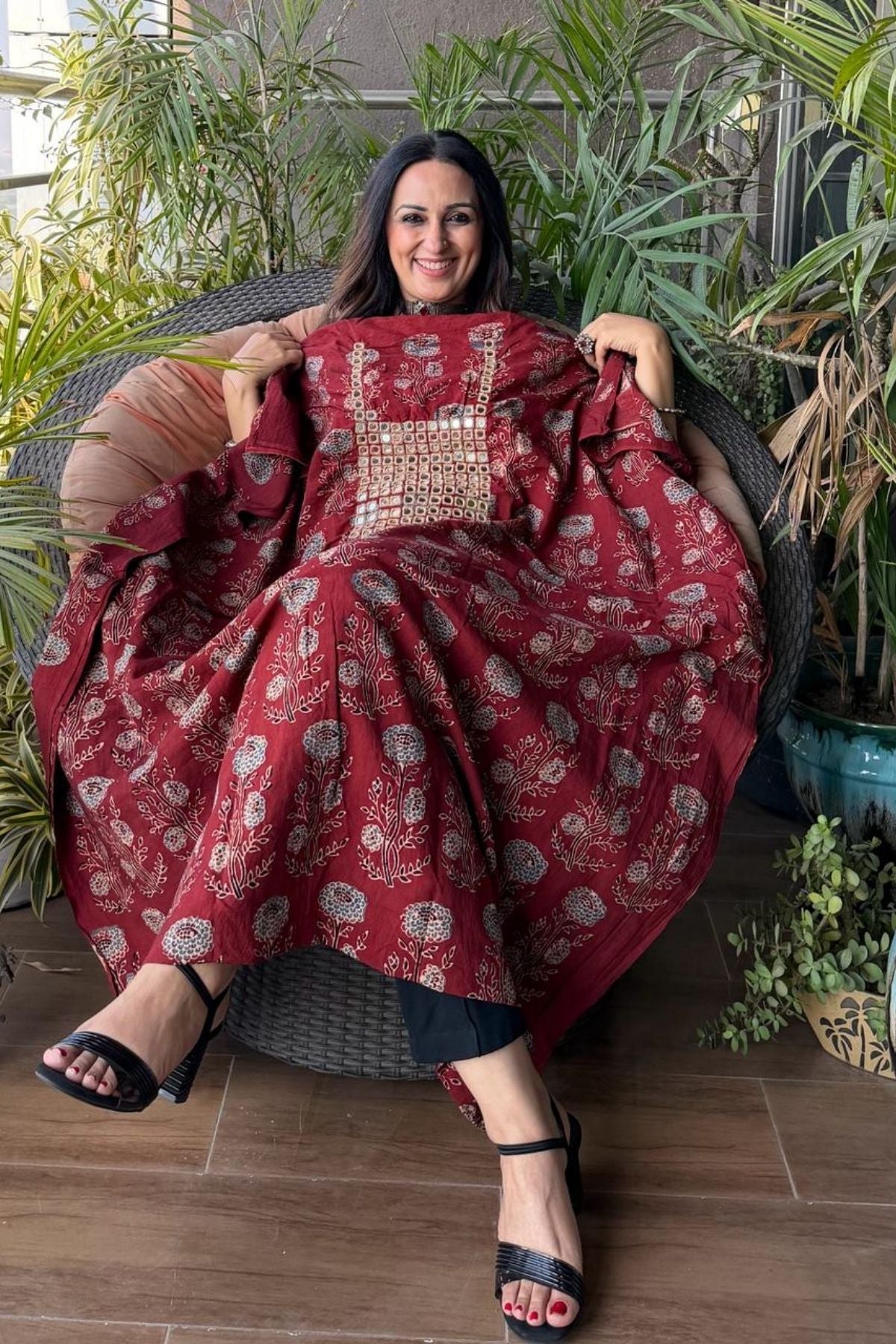 Pure Cotton Kutch mirror hand work kurta fabrics!!