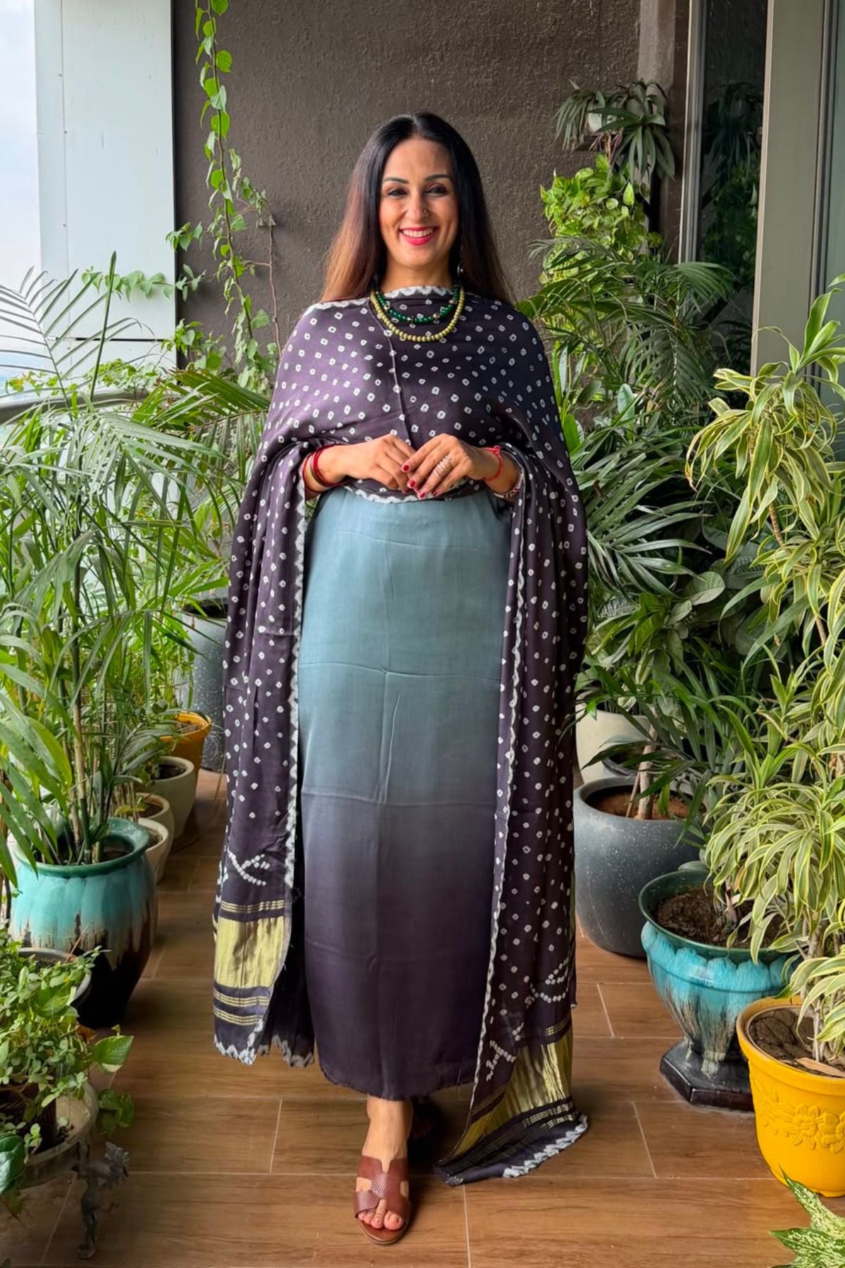 Ombré kurta dupatta set on pure modal Satin