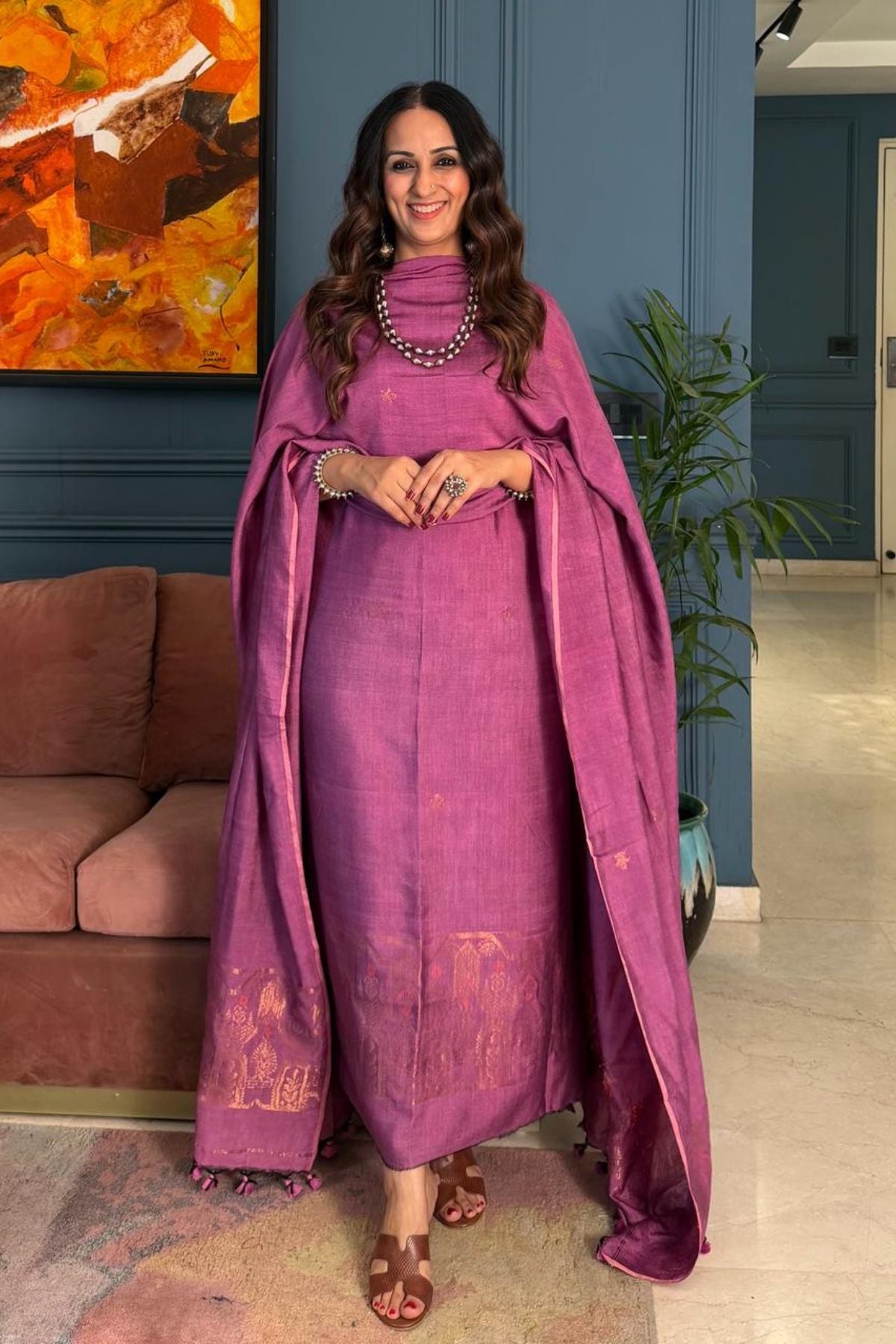 Premium Bangalore cotton with Banarasi weave kurta dupatta sets