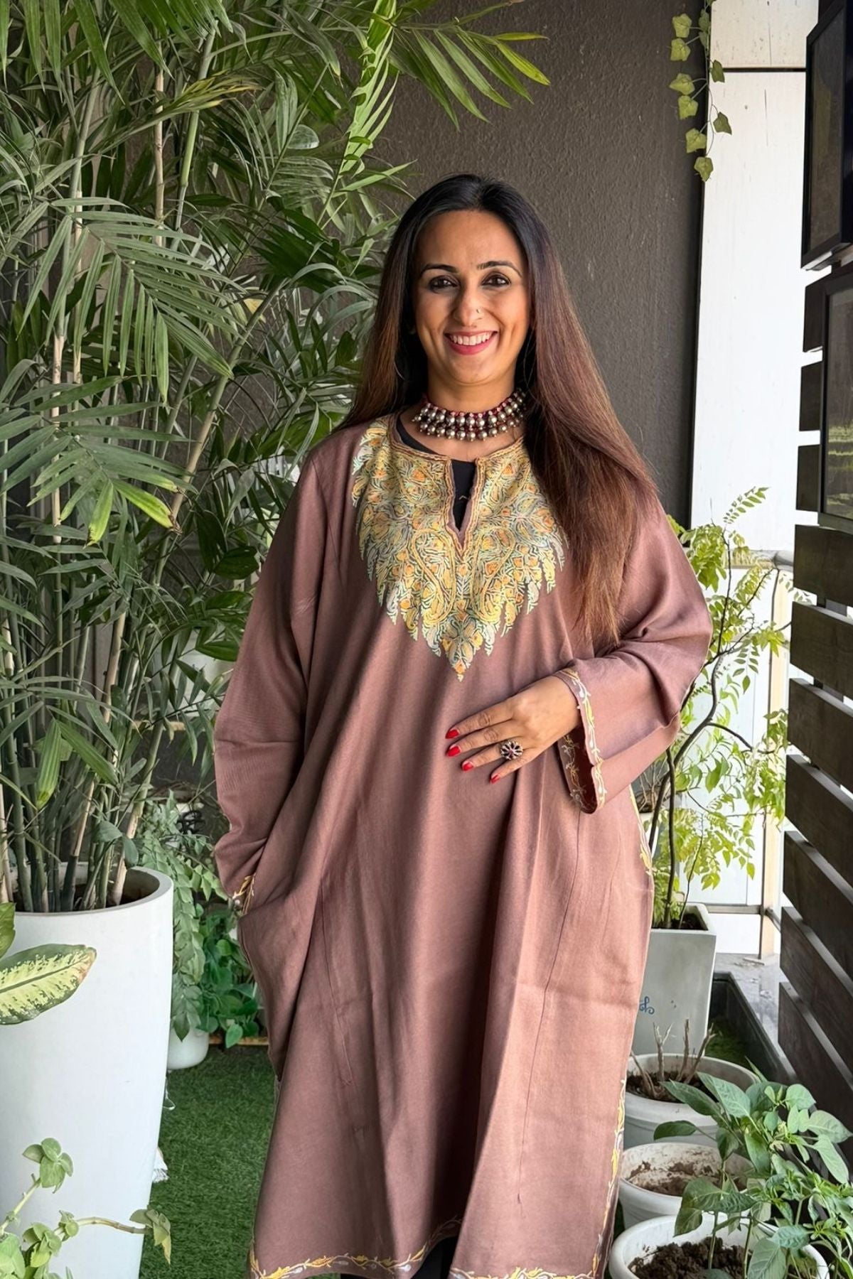 Woollen Kashmiri Phiran with Aari work