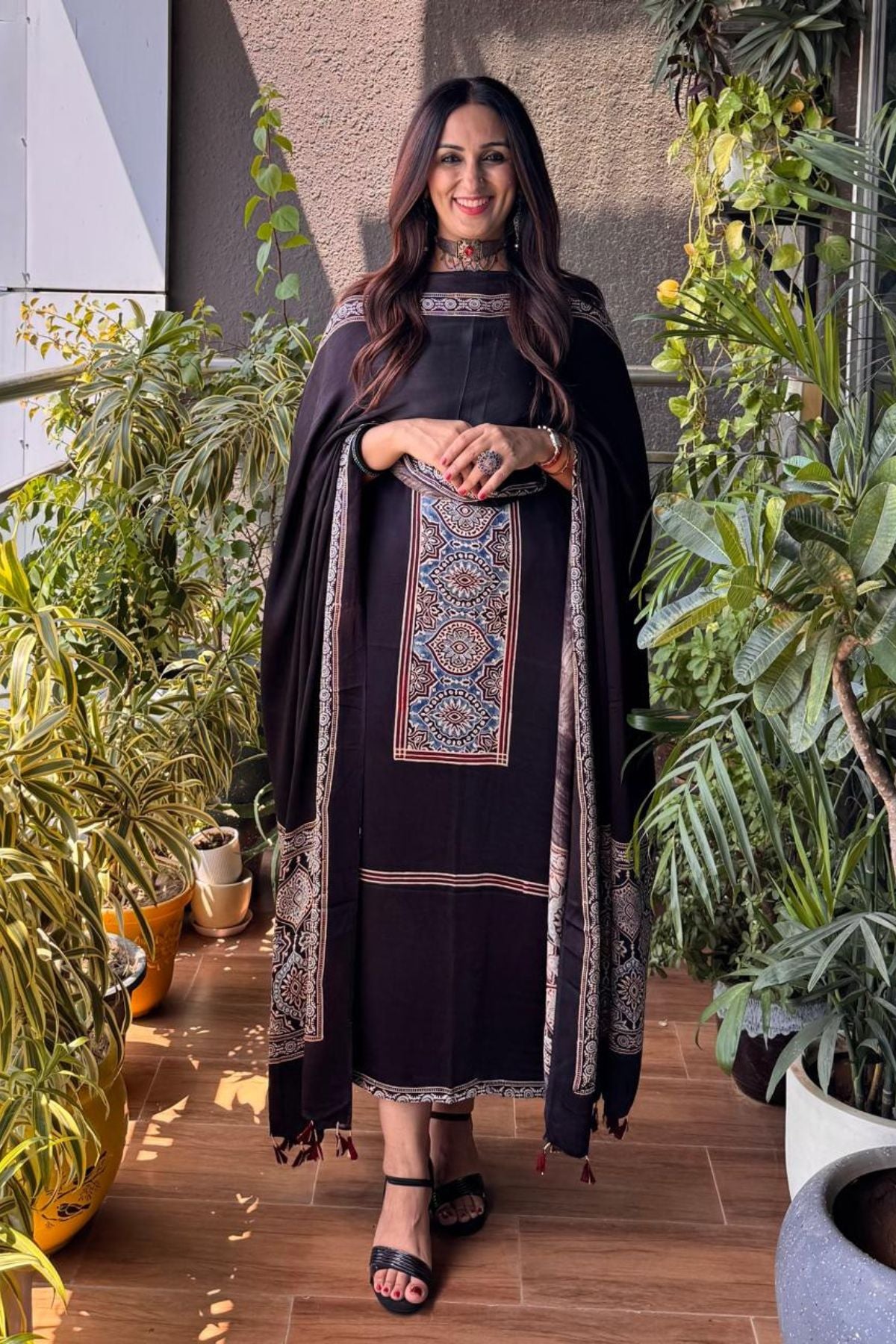 Ajrakh Modal Kurta Dupatta Set