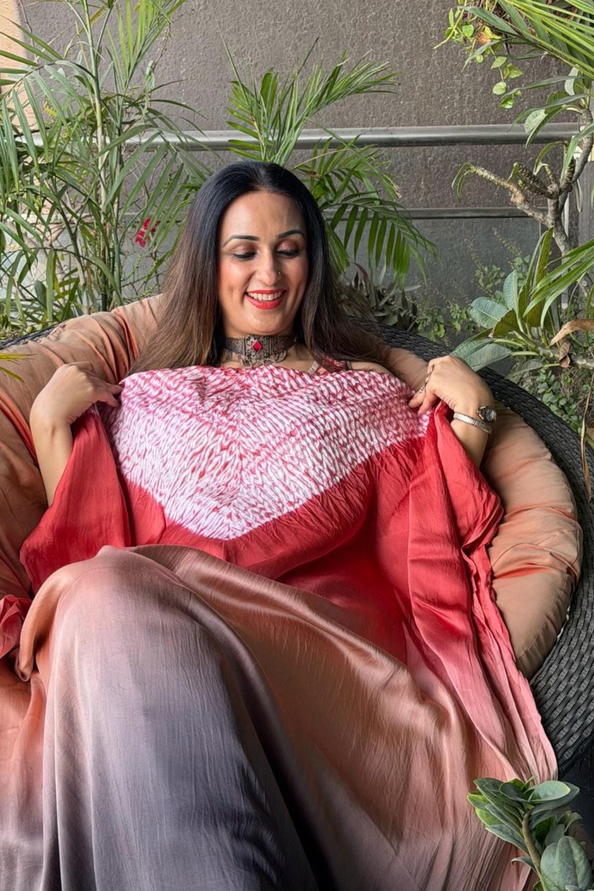 Handblocked Shibori shaded kurta on pure Modal