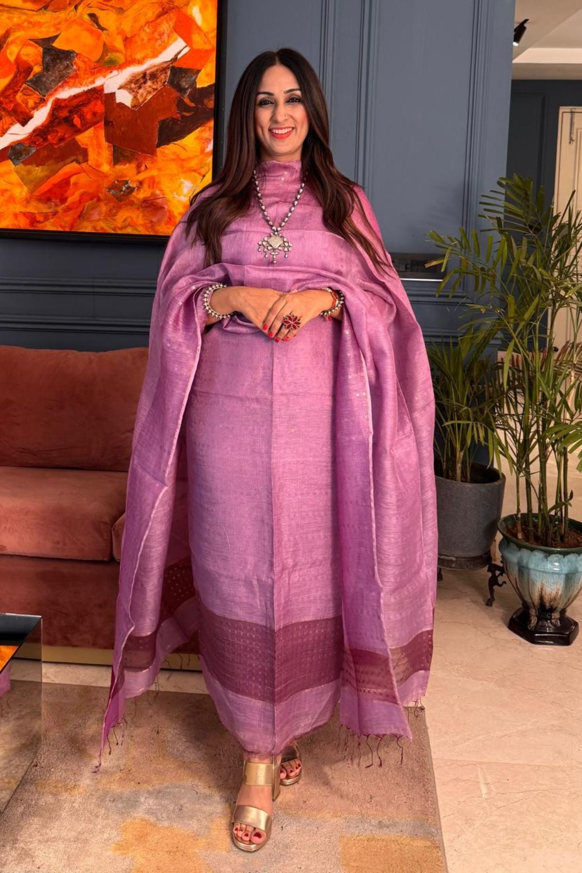 Pure Silk Linen kurta dupatta sets