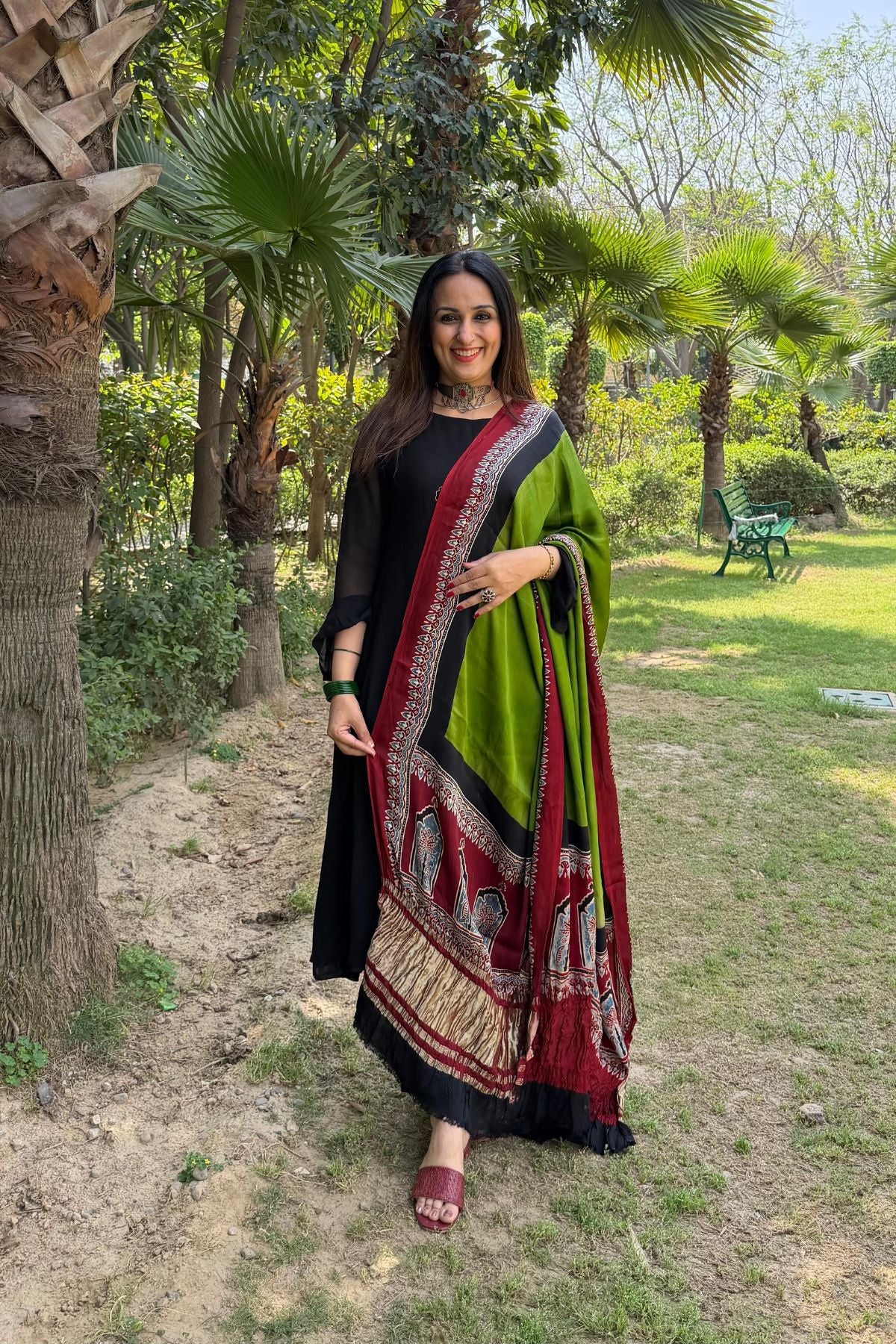 Ajrakh Dupatta on pure Modal with lagdi patta!!