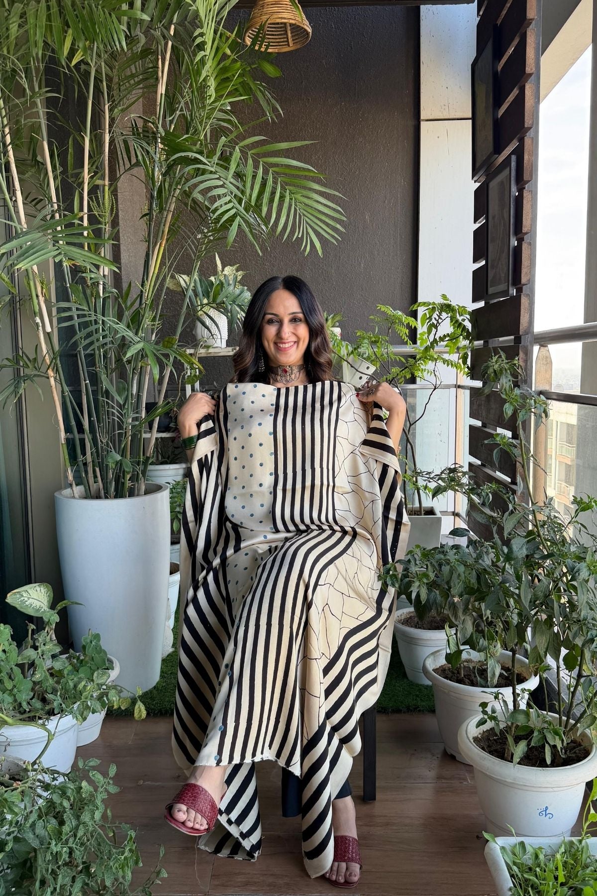 Ajrakh kurta fabric on pure modal !!