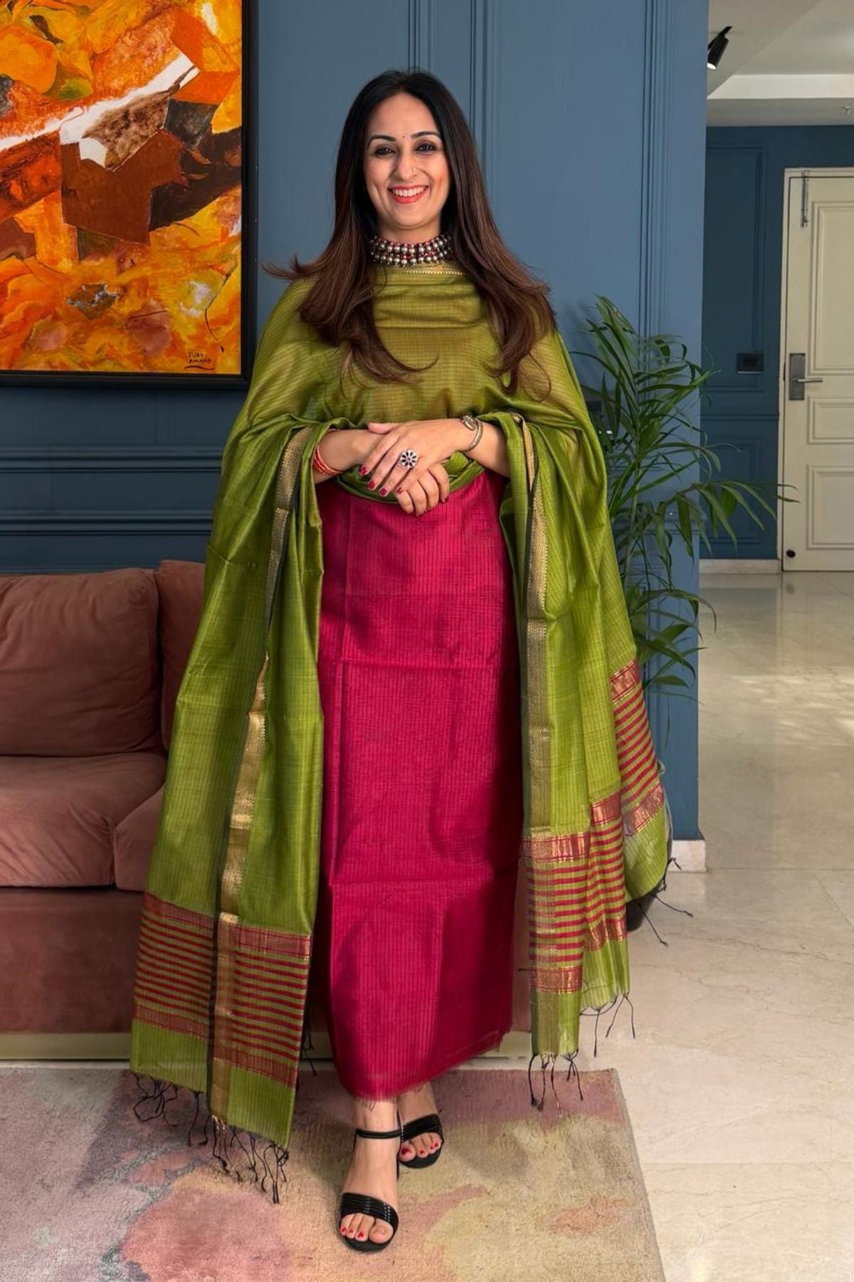 Summer special Maheshwari silk kurta dupatta set!!