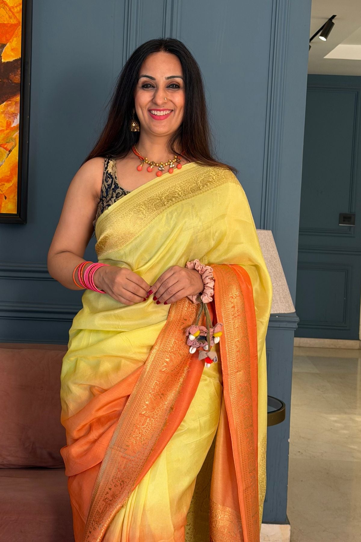 Ombré Dola silk saree with zari weave!!