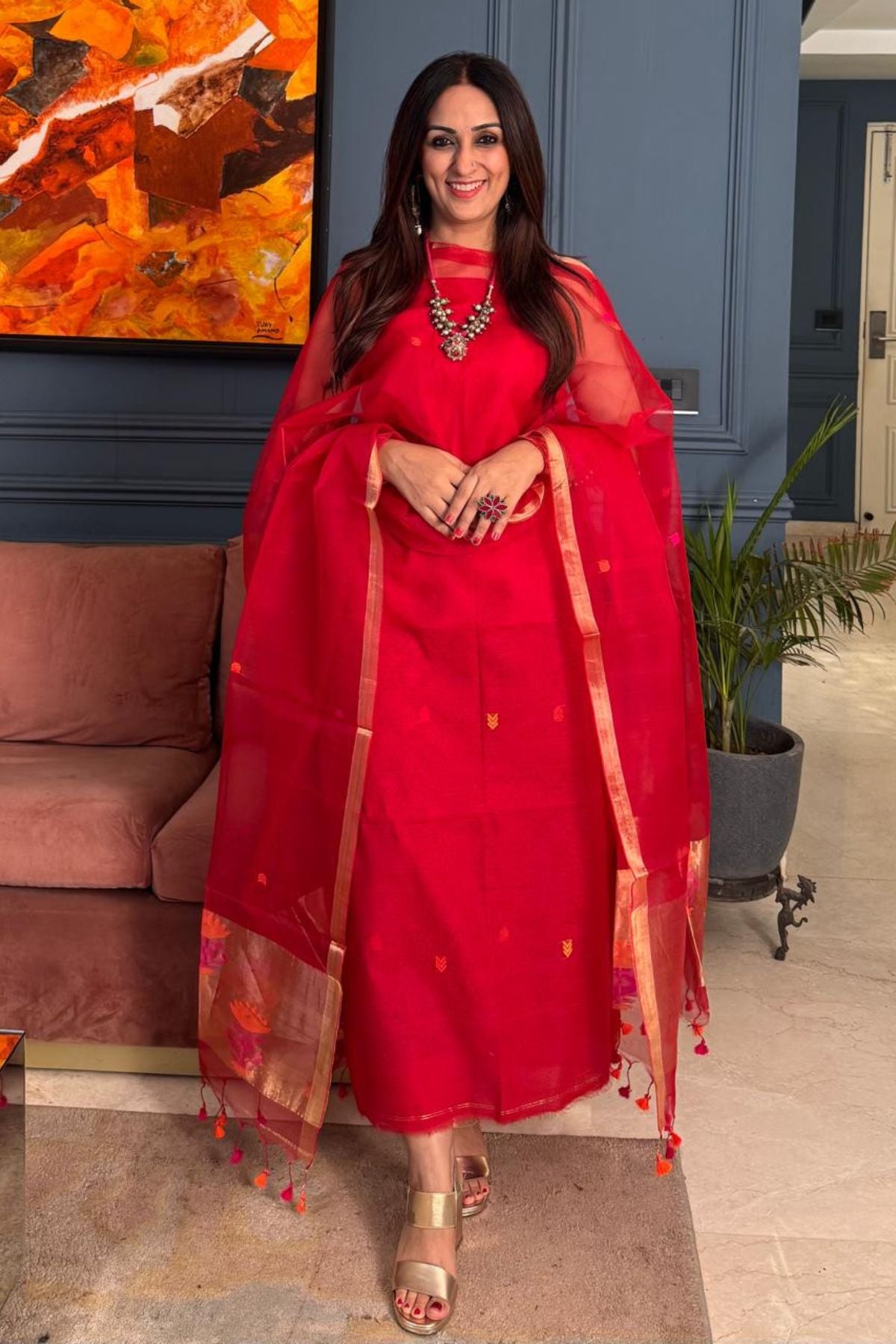 Muslin sets with Paithani inspired Jamdani work