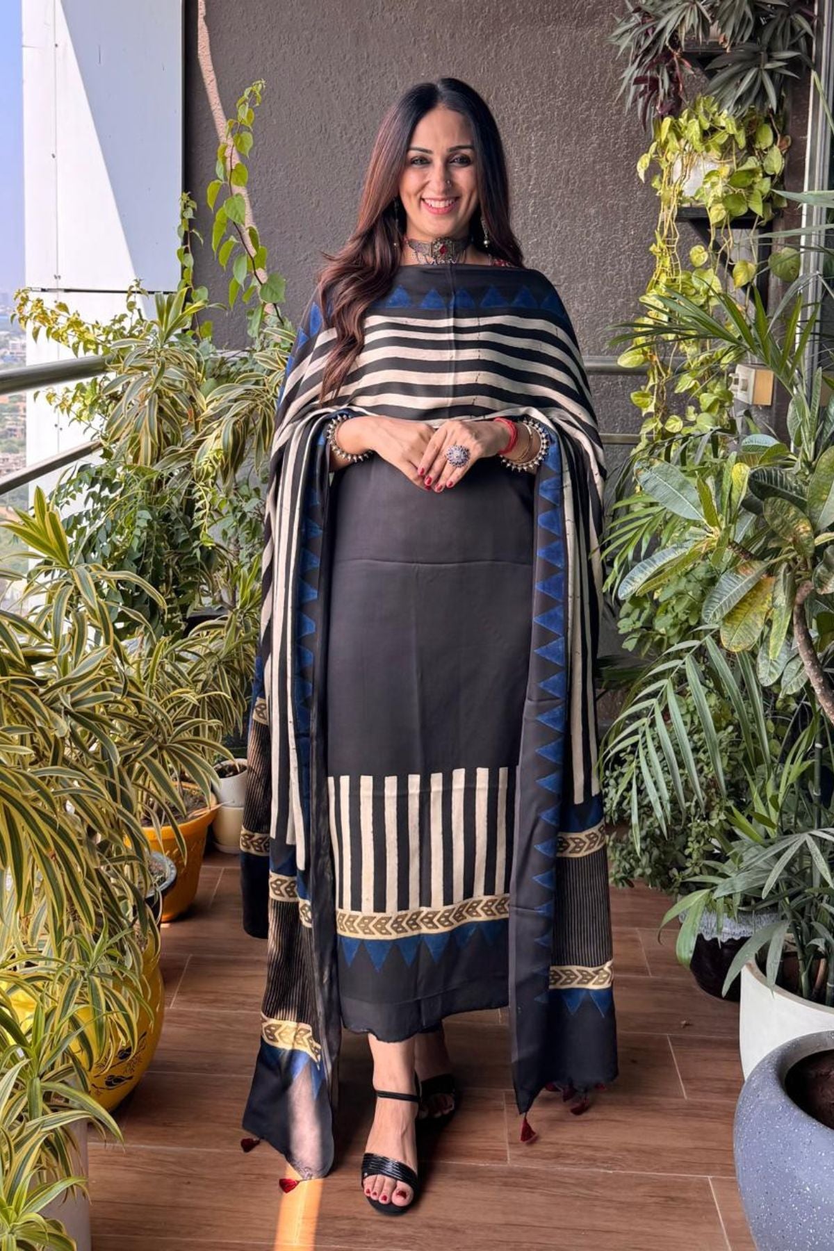 Ajrakh Modal Kurta Dupatta Set