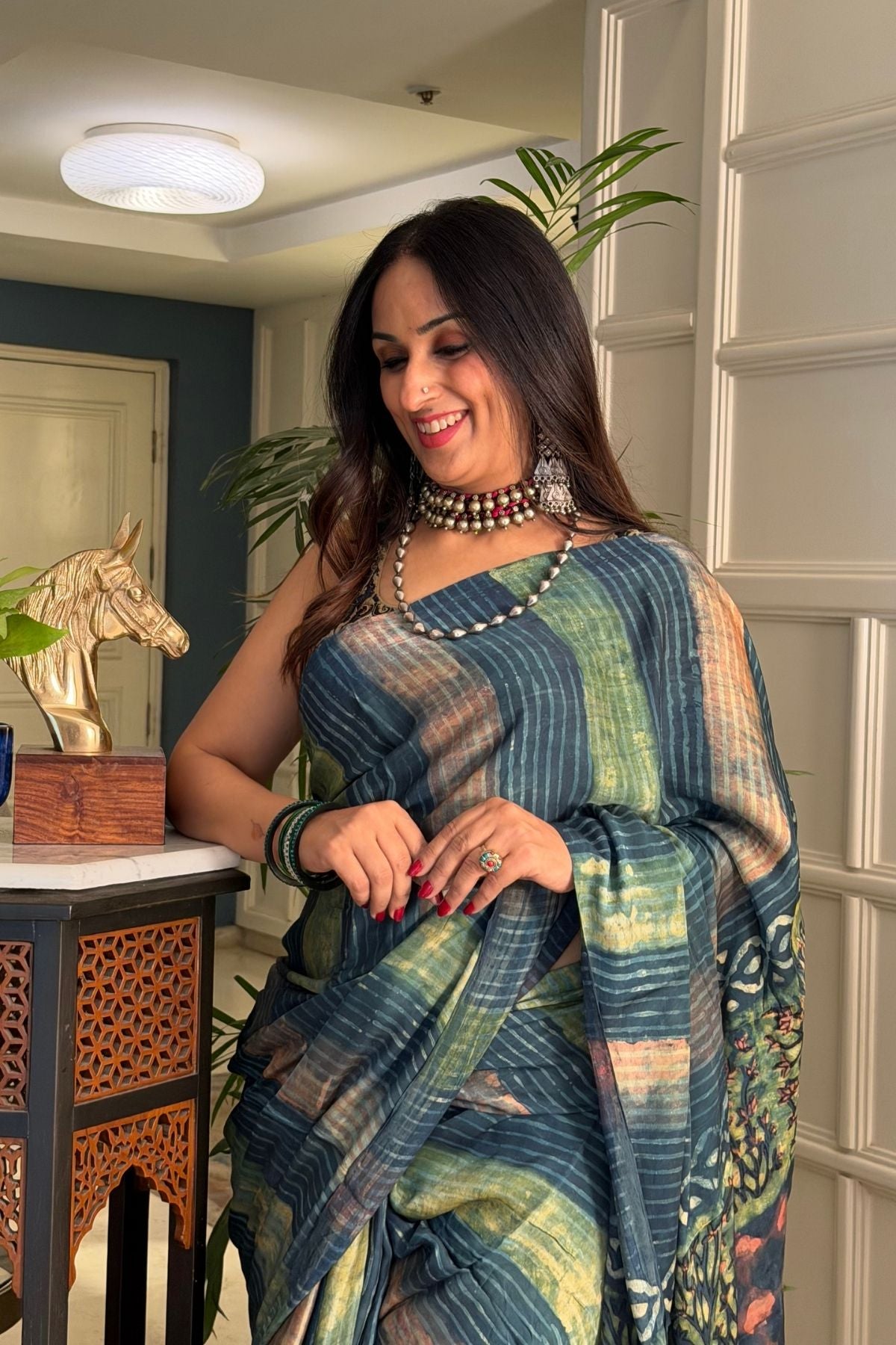Pomegranate handcrafted pure tussar modal saree!!